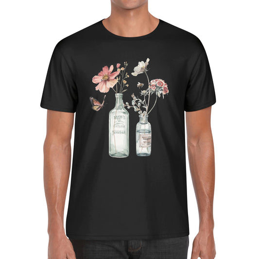 T-Shirt Bottle floral art DrinkandArt