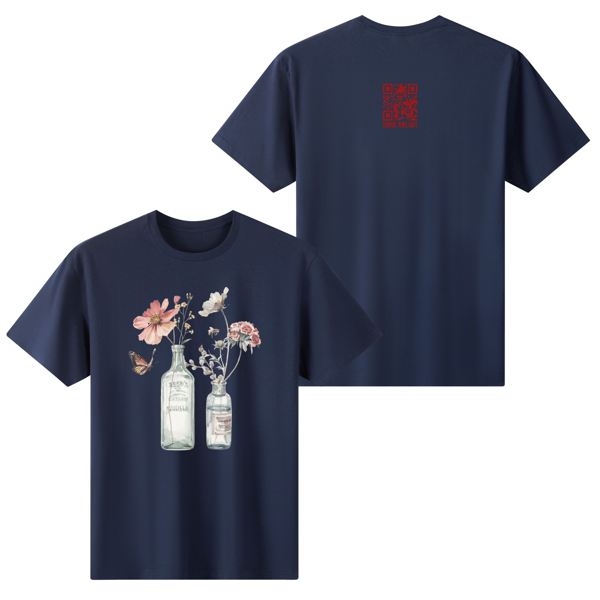 T-Shirt Bottle floral art DrinkandArt