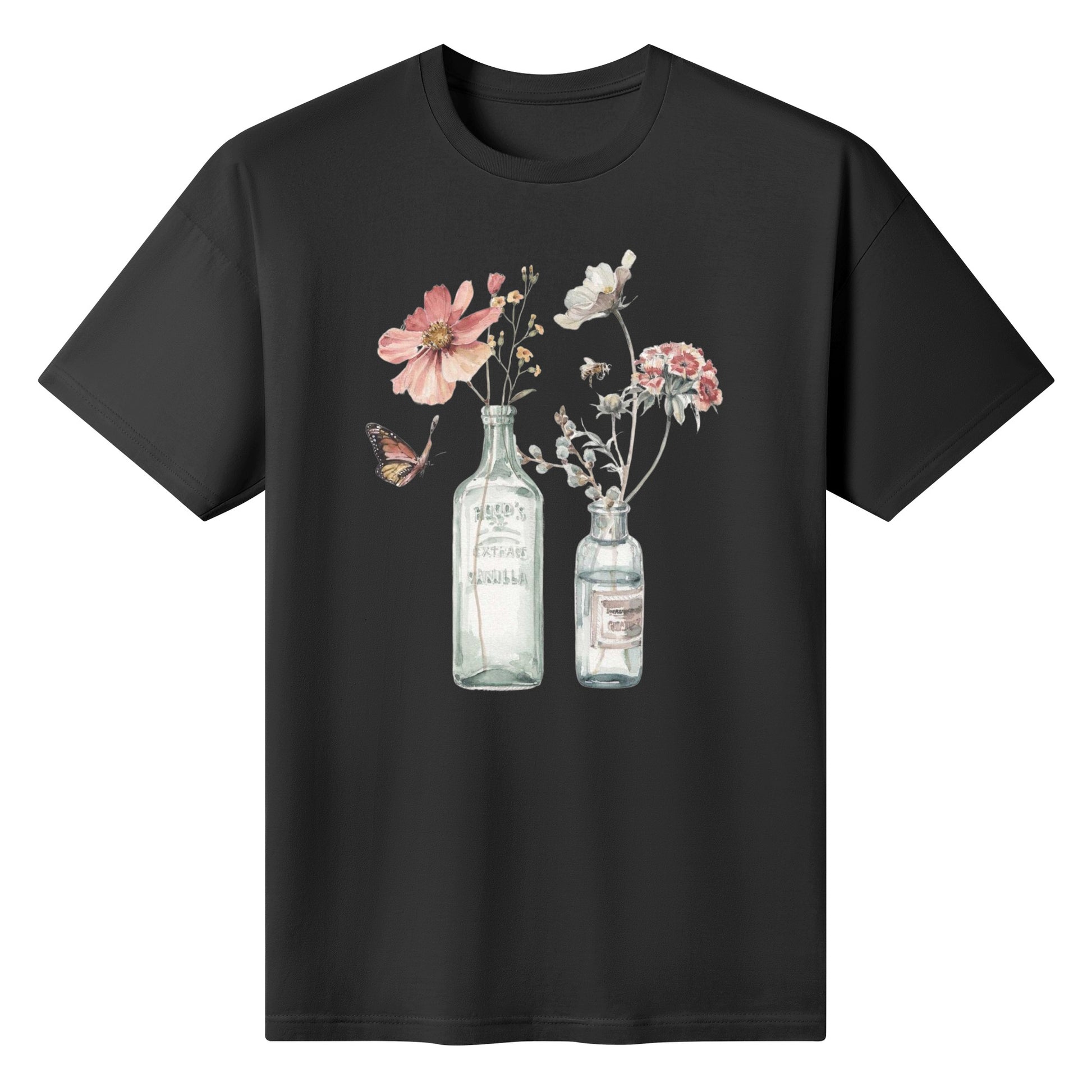 T-Shirt Bottle floral art DrinkandArt