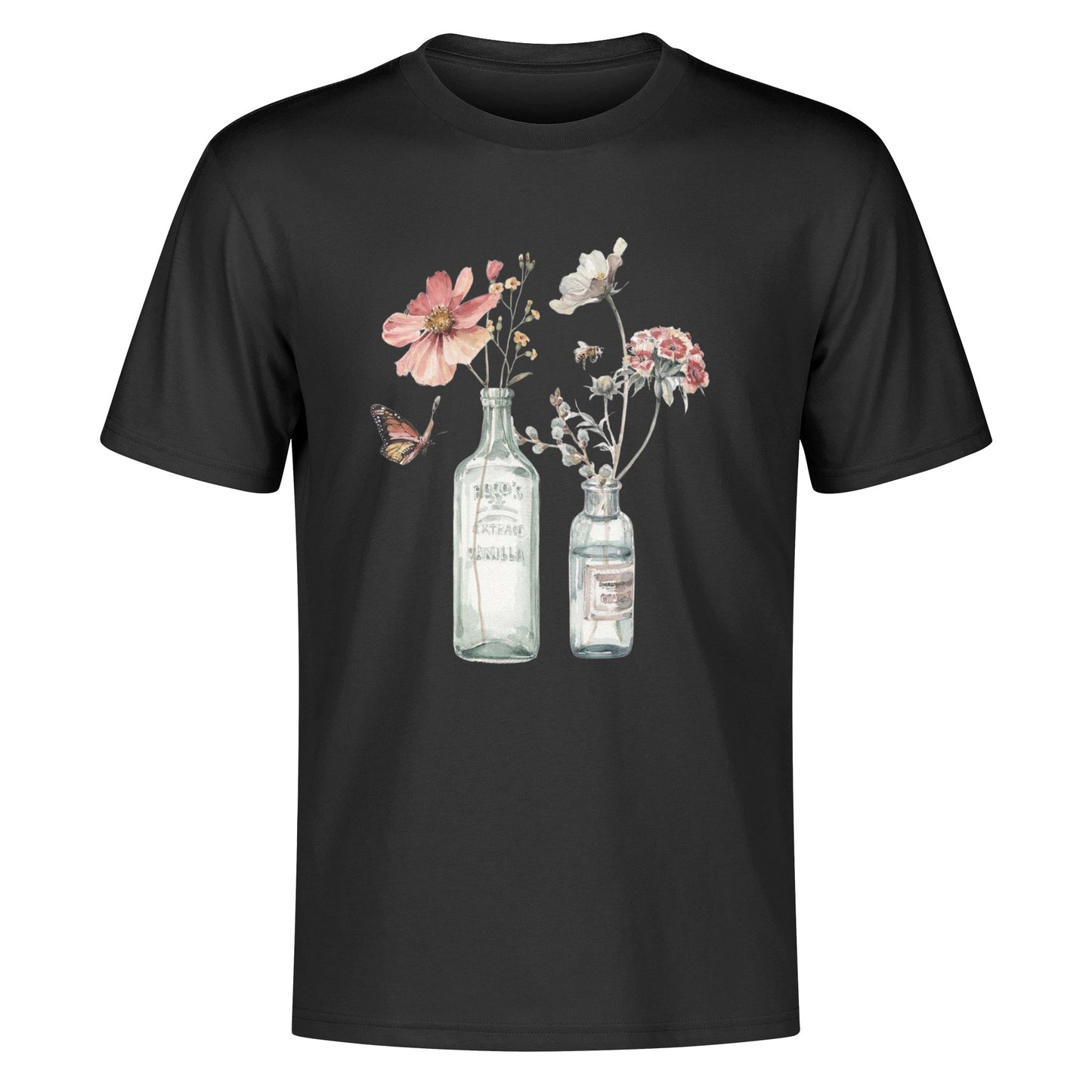 T-Shirt Bottle floral art DrinkandArt