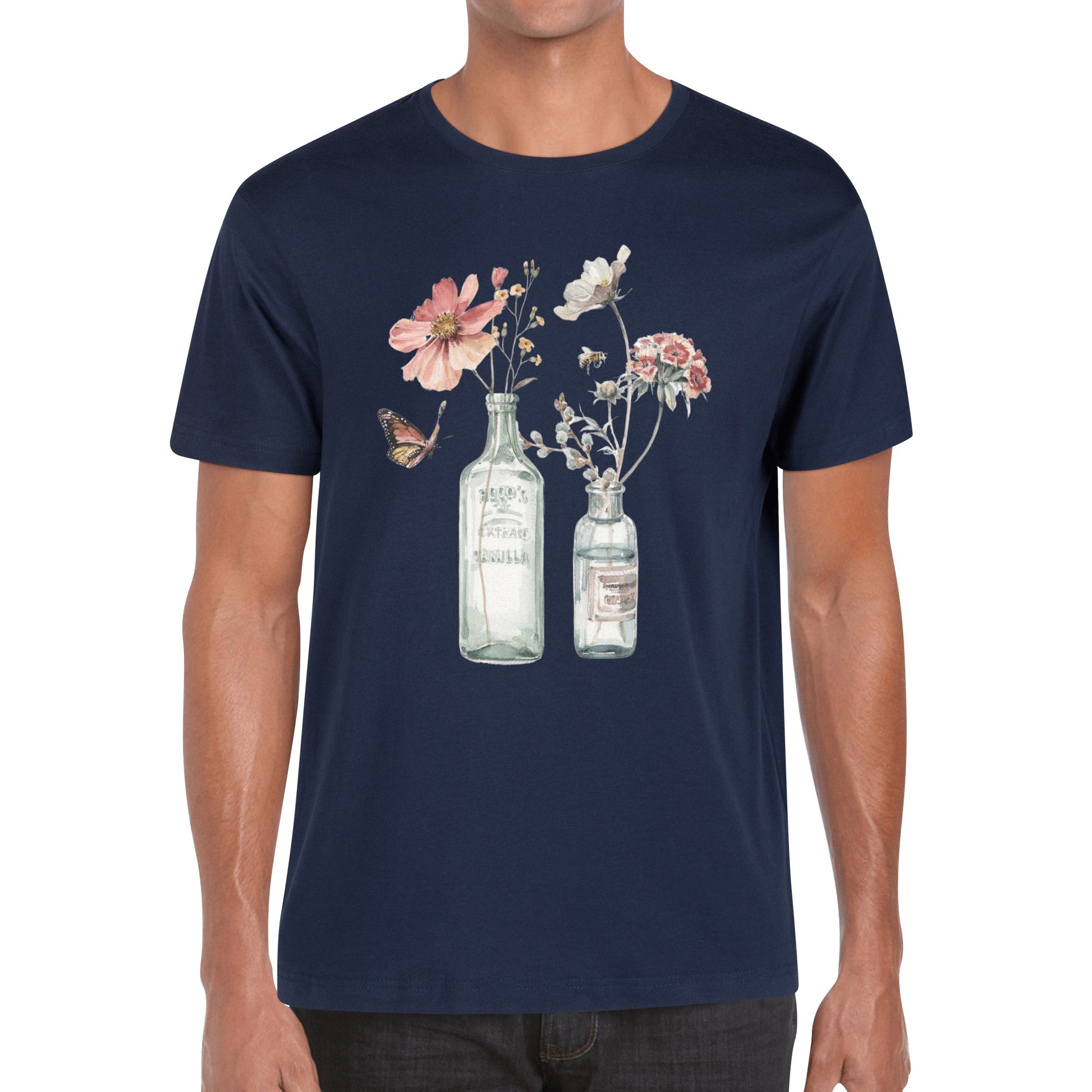 T-Shirt Bottle floral art DrinkandArt