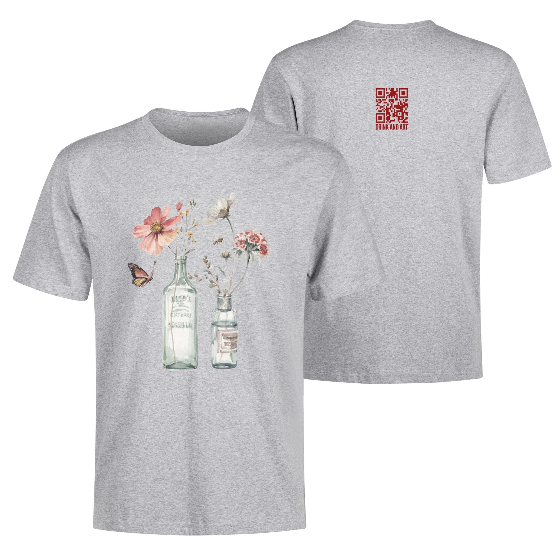 T-Shirt Bottle floral art DrinkandArt