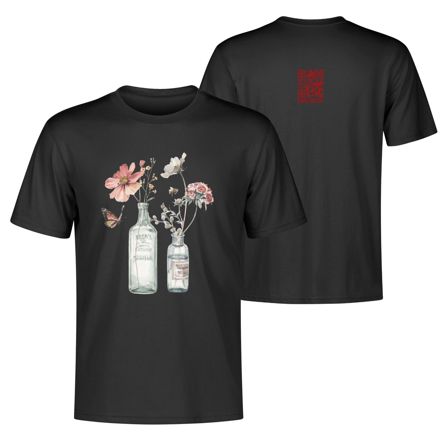 T-Shirt Bottle floral art DrinkandArt