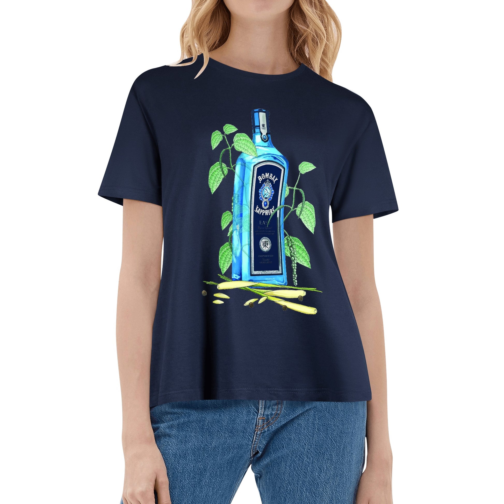 T-Shirt Gin Bombay Sapphire floral art DrinkandArt