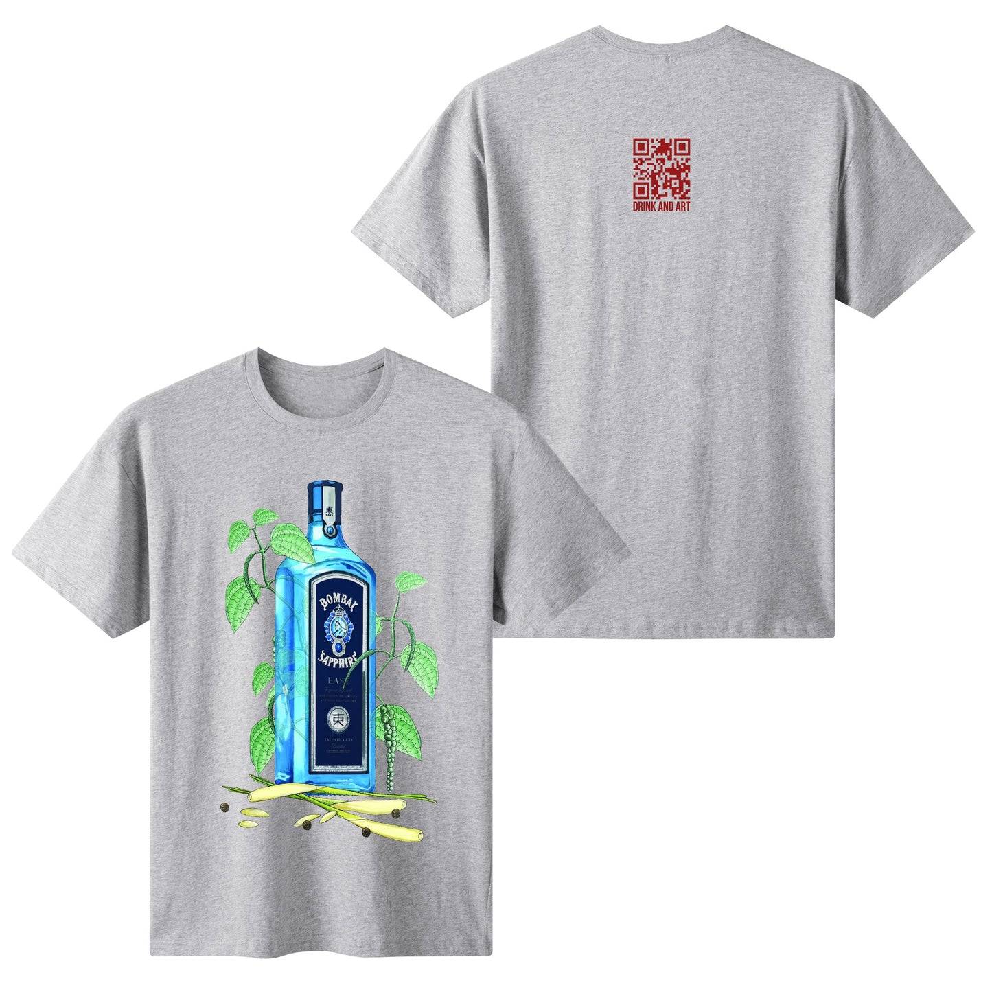 T-Shirt Gin Bombay Sapphire floral art DrinkandArt