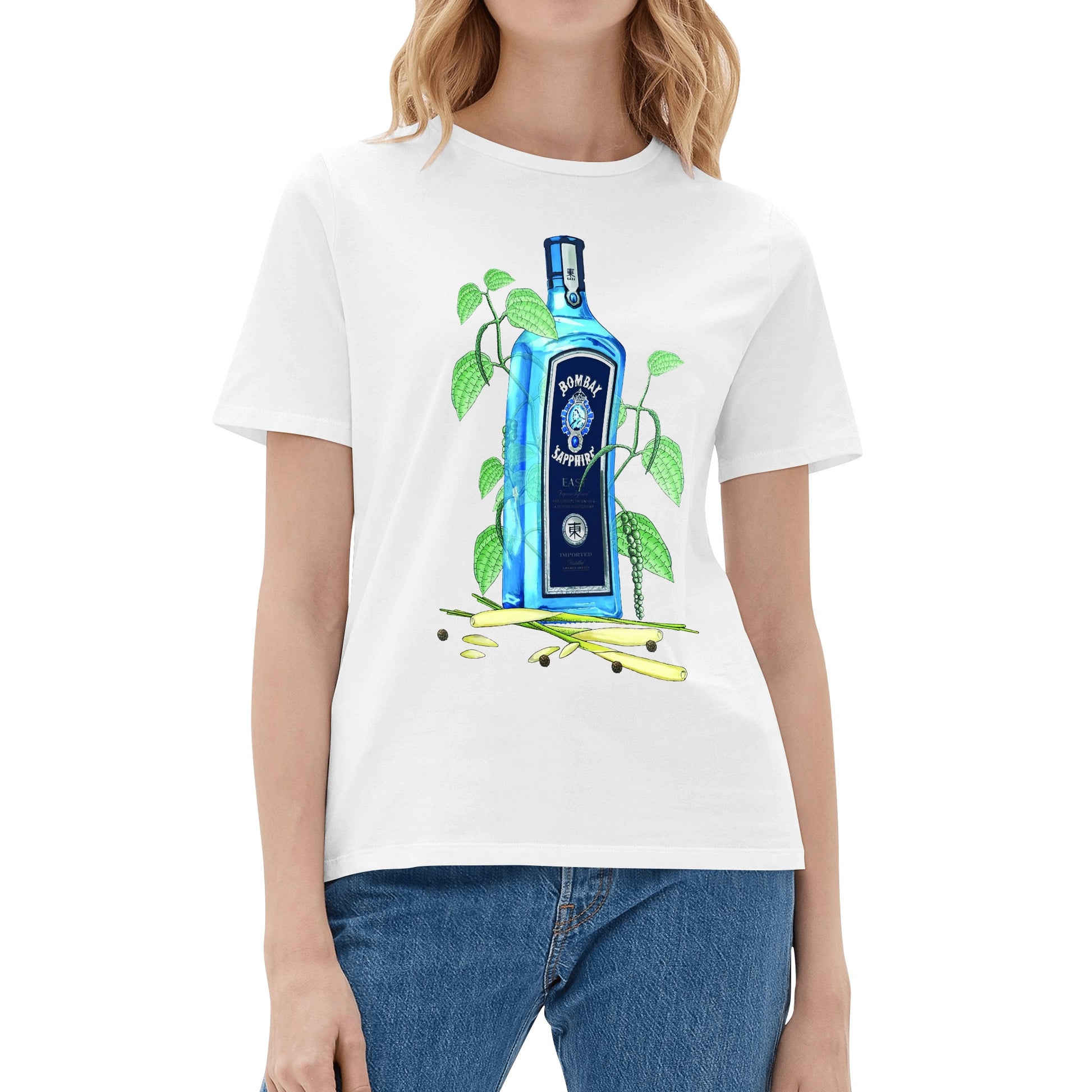 T-Shirt Gin Bombay Sapphire floral art DrinkandArt