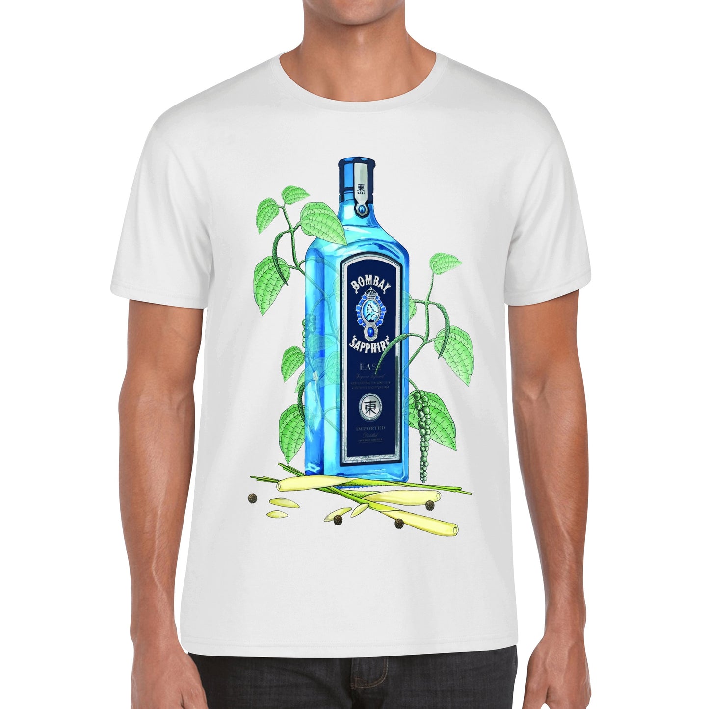 T-Shirt Gin Bombay Sapphire floral art DrinkandArt