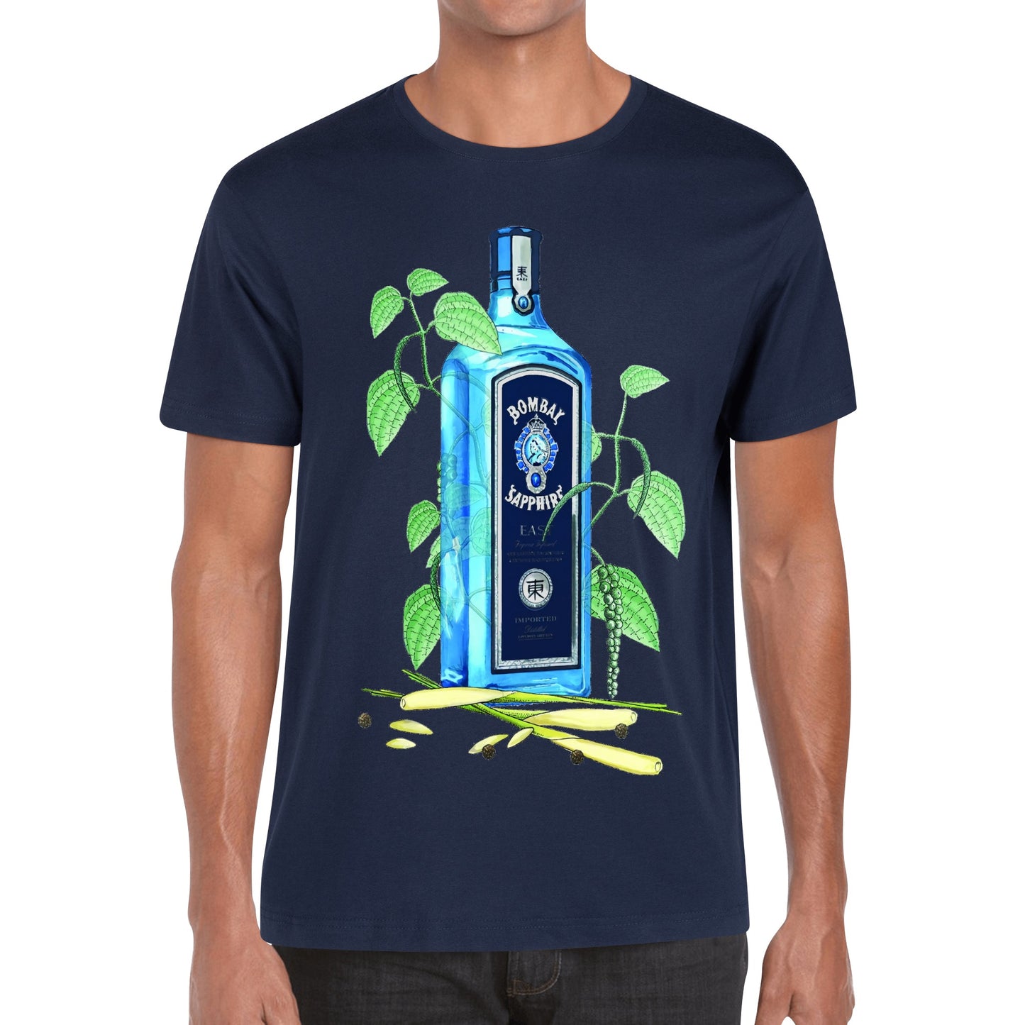 T-Shirt Gin Bombay Sapphire floral art DrinkandArt