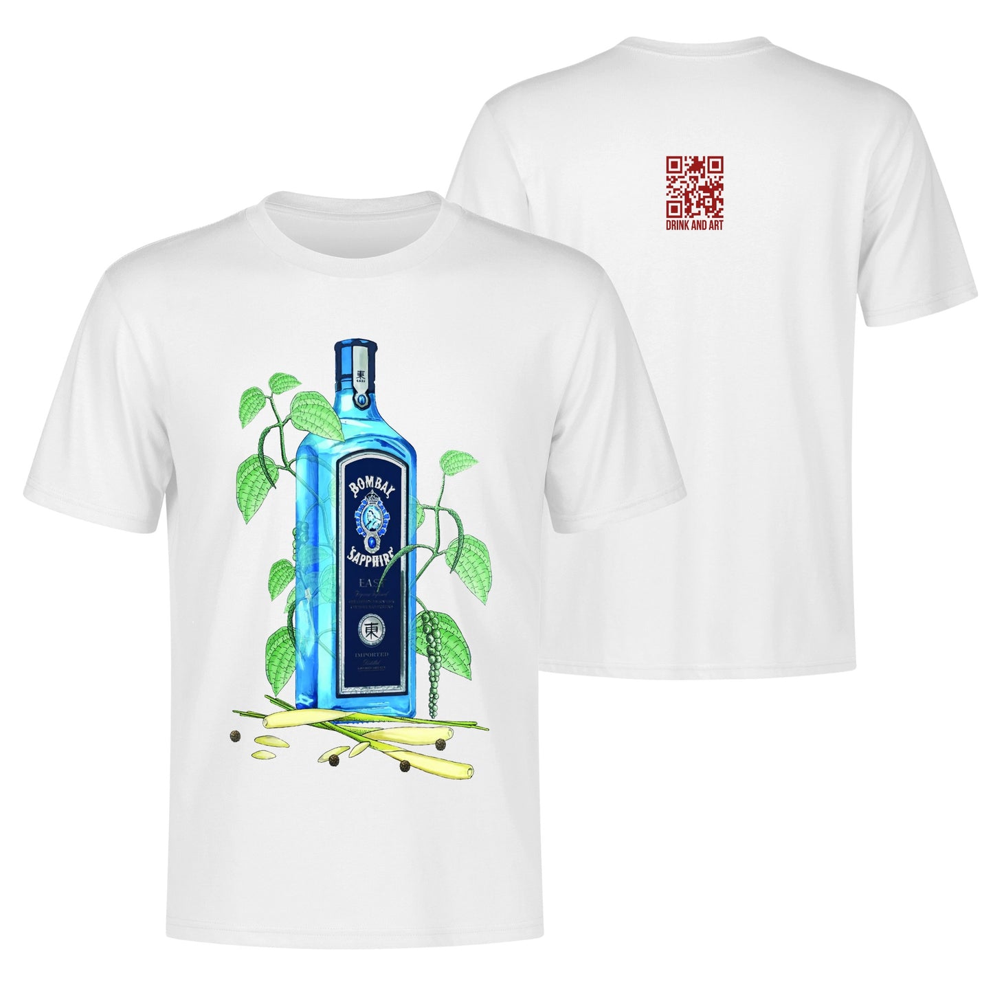 T-Shirt Gin Bombay Sapphire floral art DrinkandArt