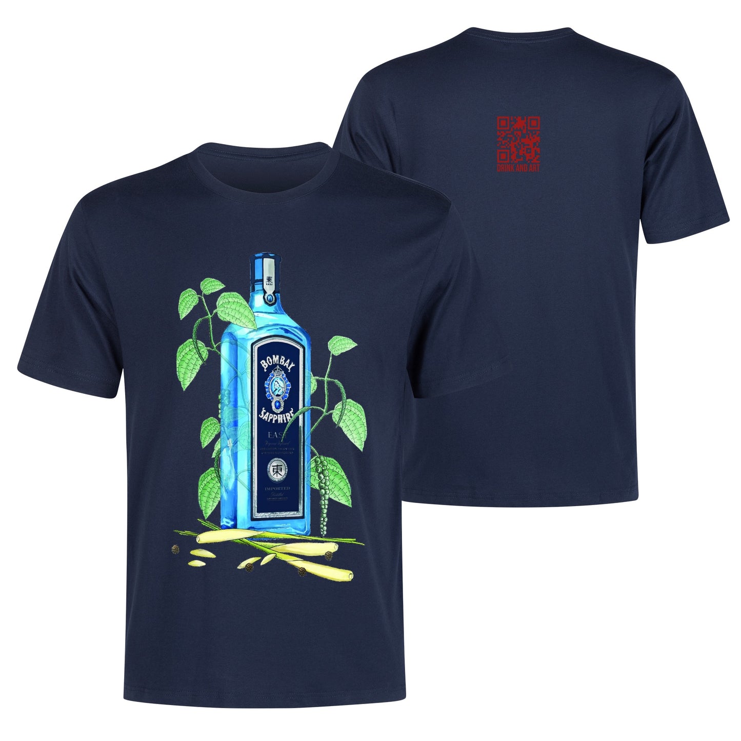 T-Shirt Gin Bombay Sapphire floral art DrinkandArt