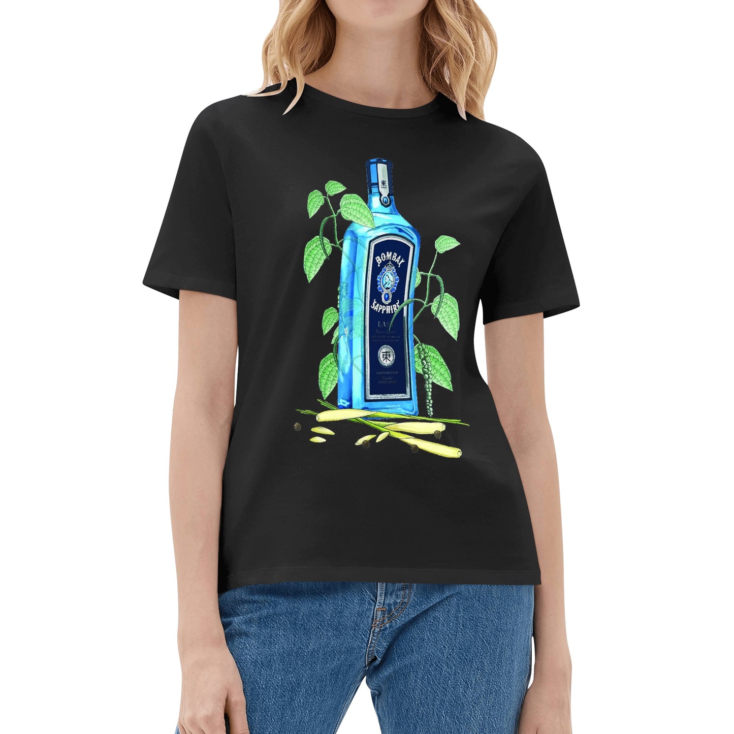 T-Shirt Gin Bombay Sapphire floral art DrinkandArt