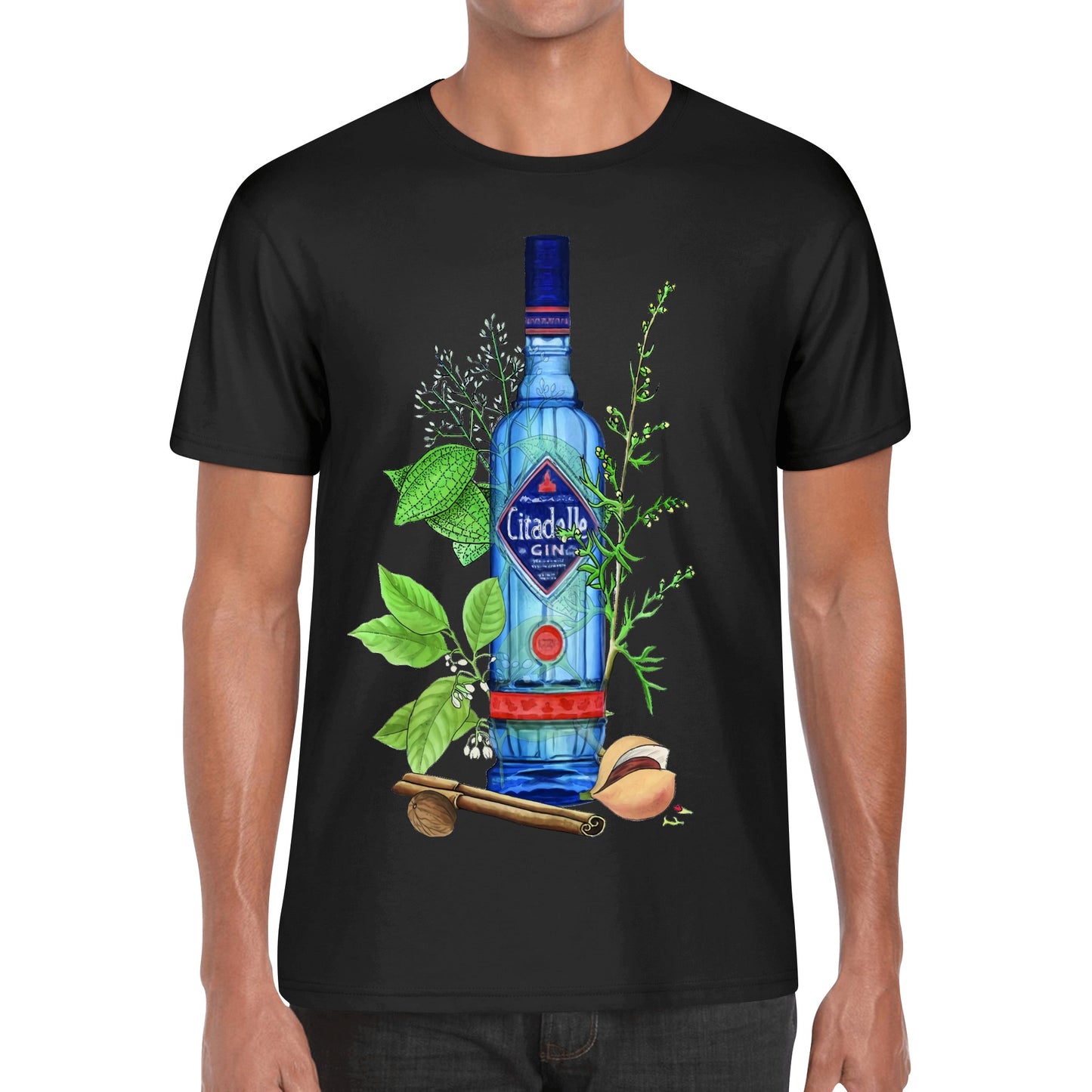 T-Shirt Gin Citadelle floral art DrinkandArt