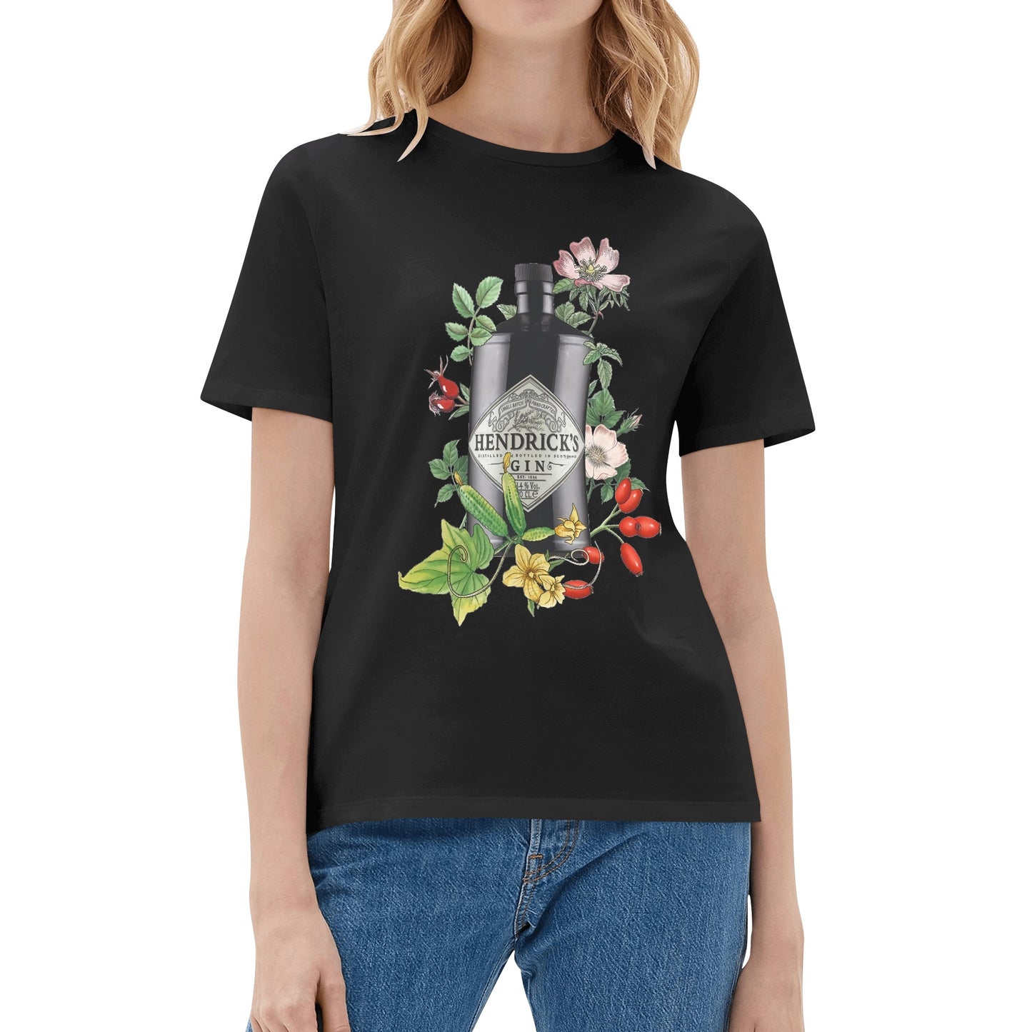 T-Shirt Gin Hendricks floral art DrinkandArt