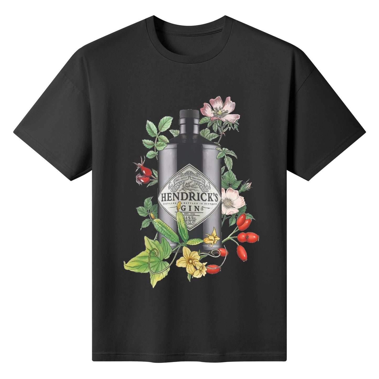 T-Shirt Gin Hendricks floral art DrinkandArt