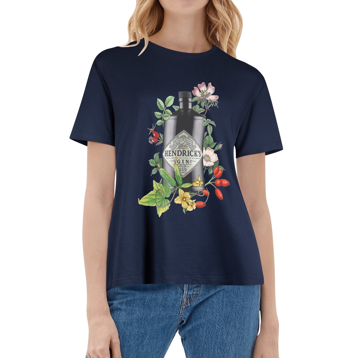 T-Shirt Gin Hendricks floral art DrinkandArt