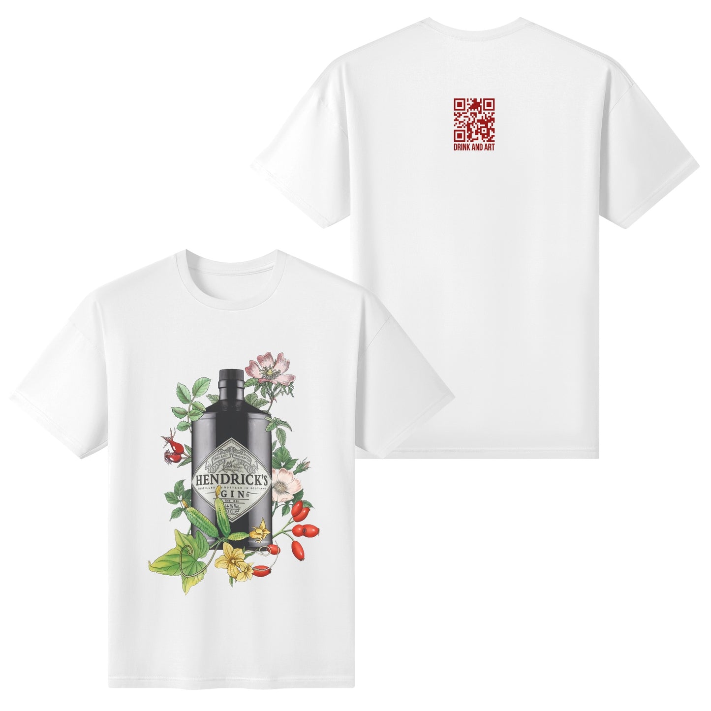 T-Shirt Gin Hendricks floral art DrinkandArt