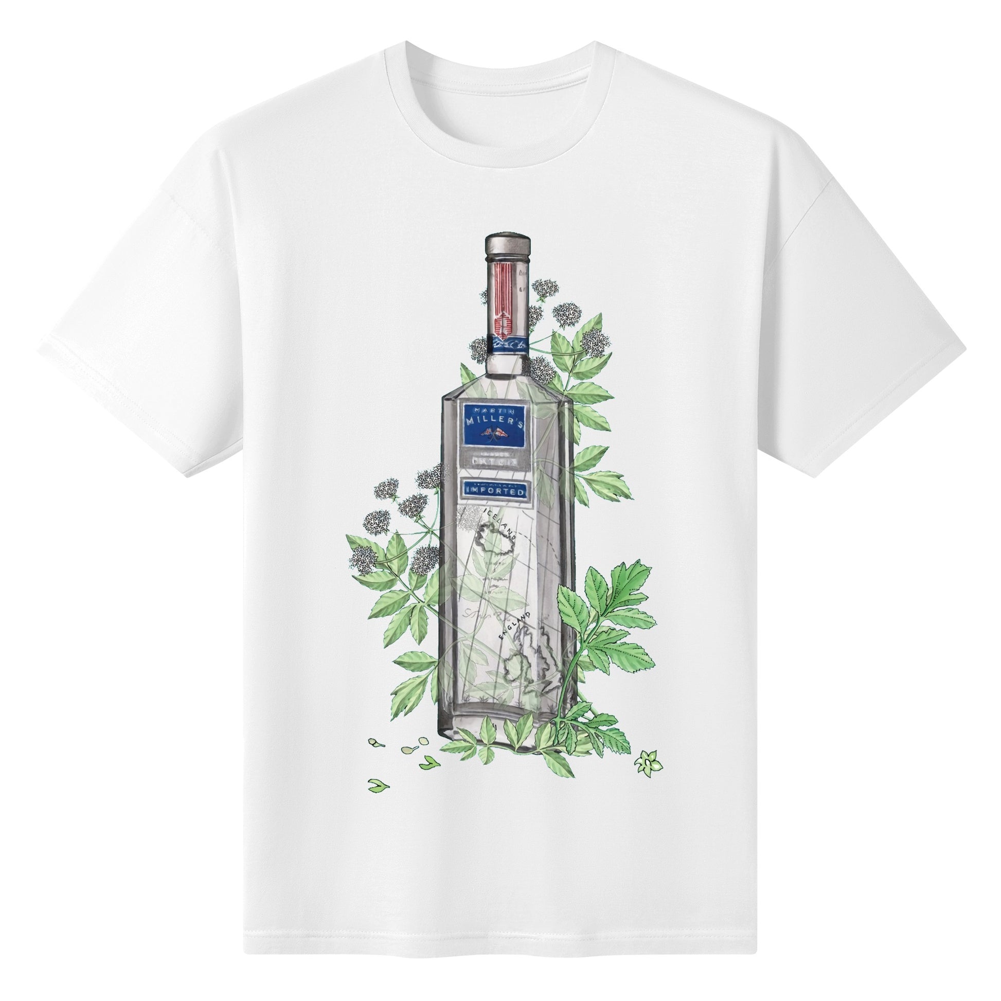 T-Shirt Gin Martin Millers floral art DrinkandArt