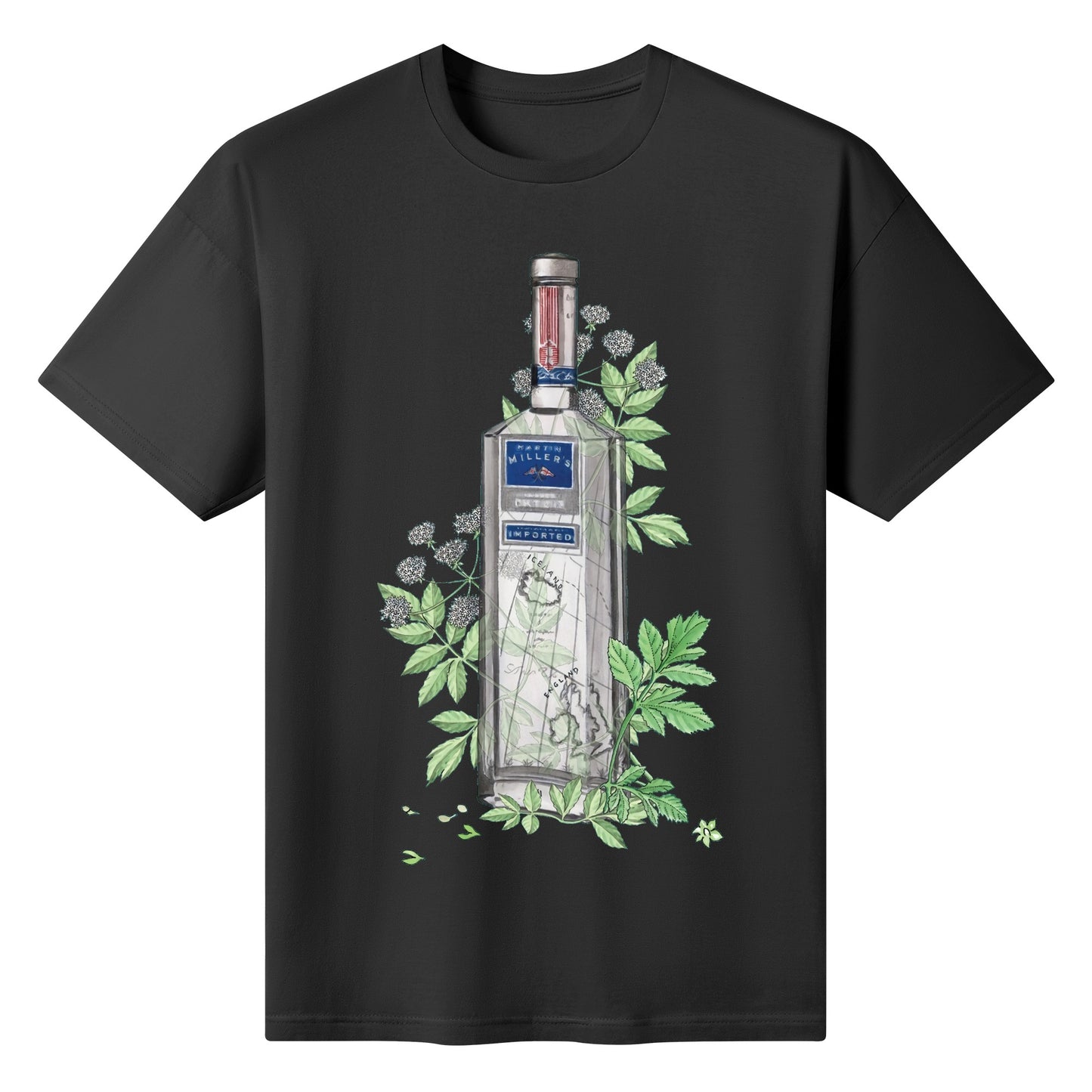 T-Shirt Gin Martin Millers floral art DrinkandArt