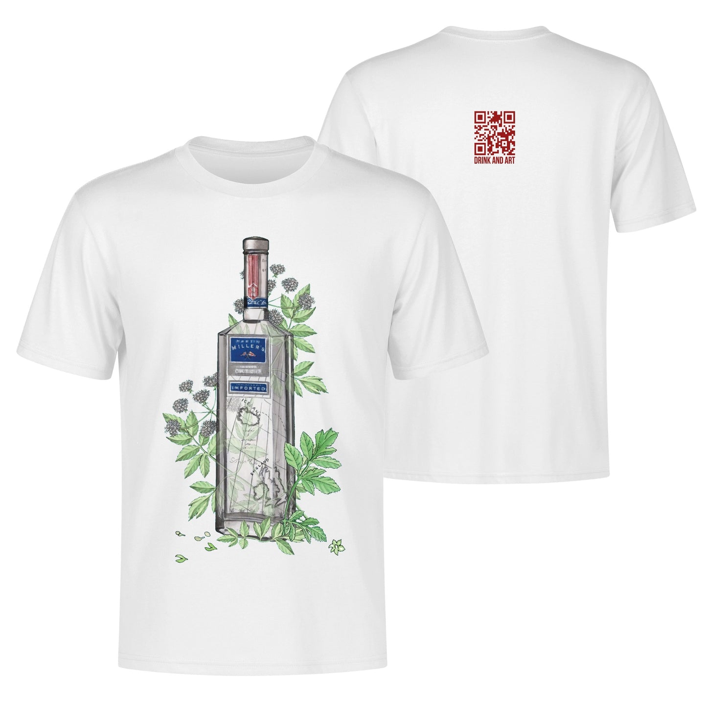 T-Shirt Gin Martin Millers floral art DrinkandArt