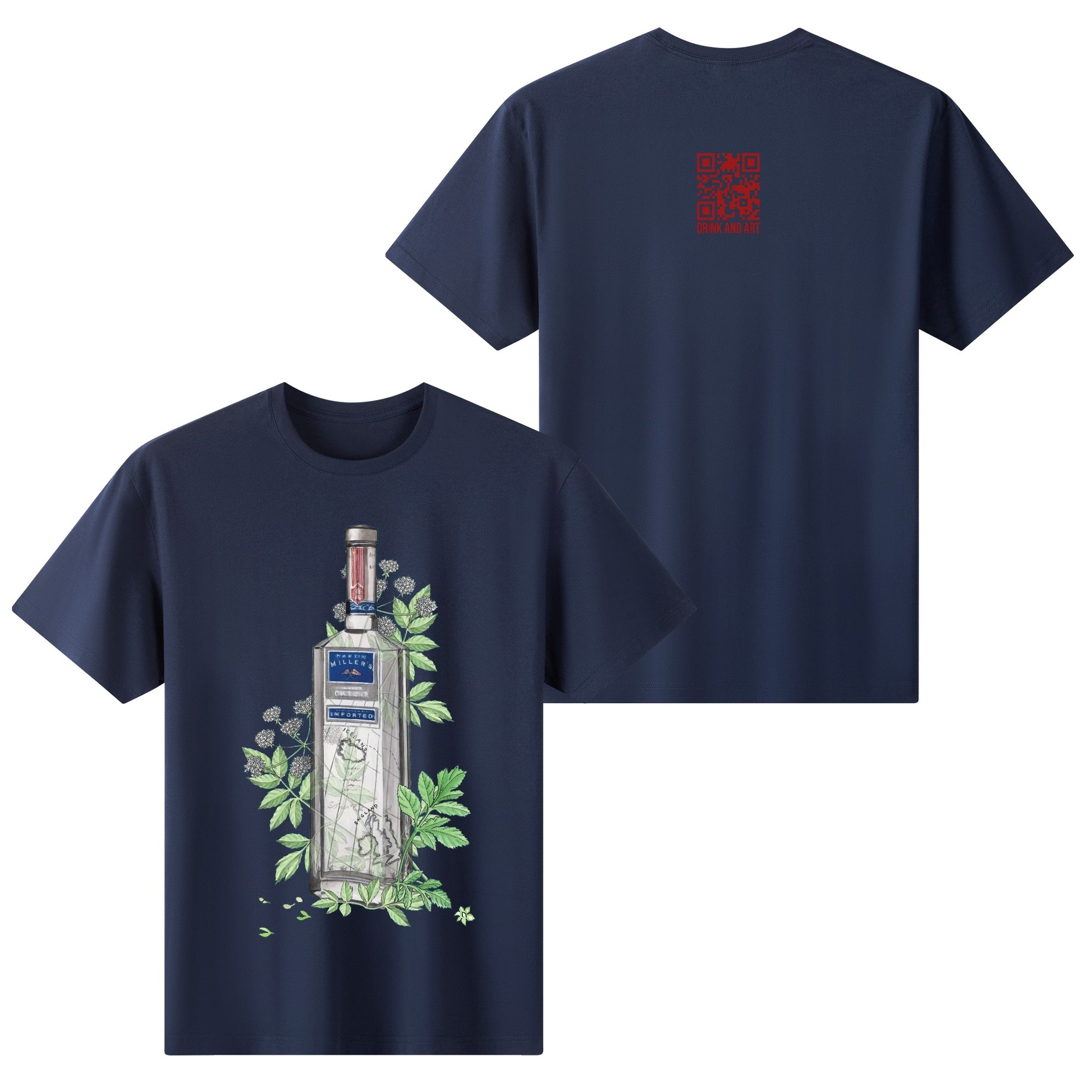 T-Shirt Gin Martin Millers floral art DrinkandArt