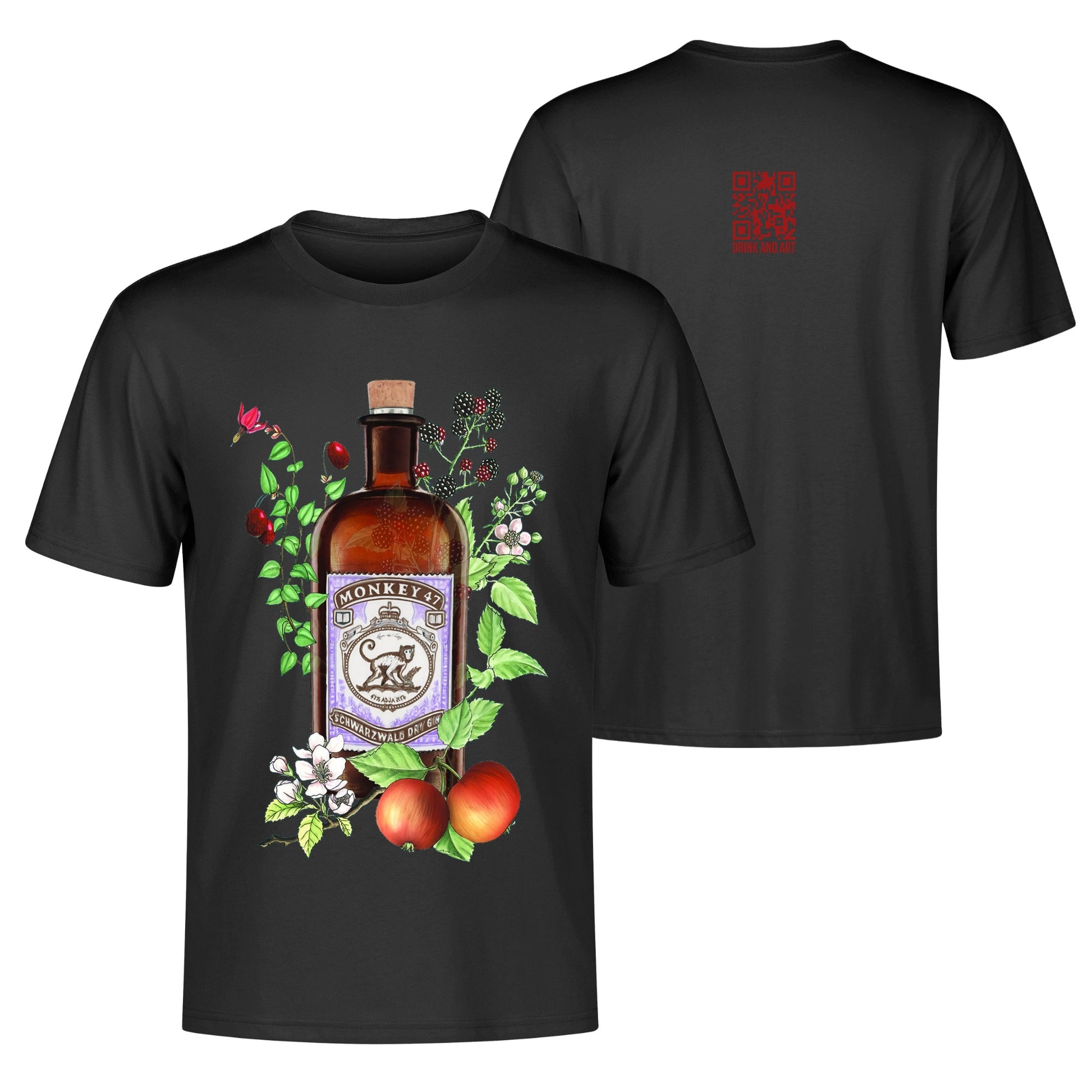 T-Shirt Gin Monkey 47 floral art DrinkandArt