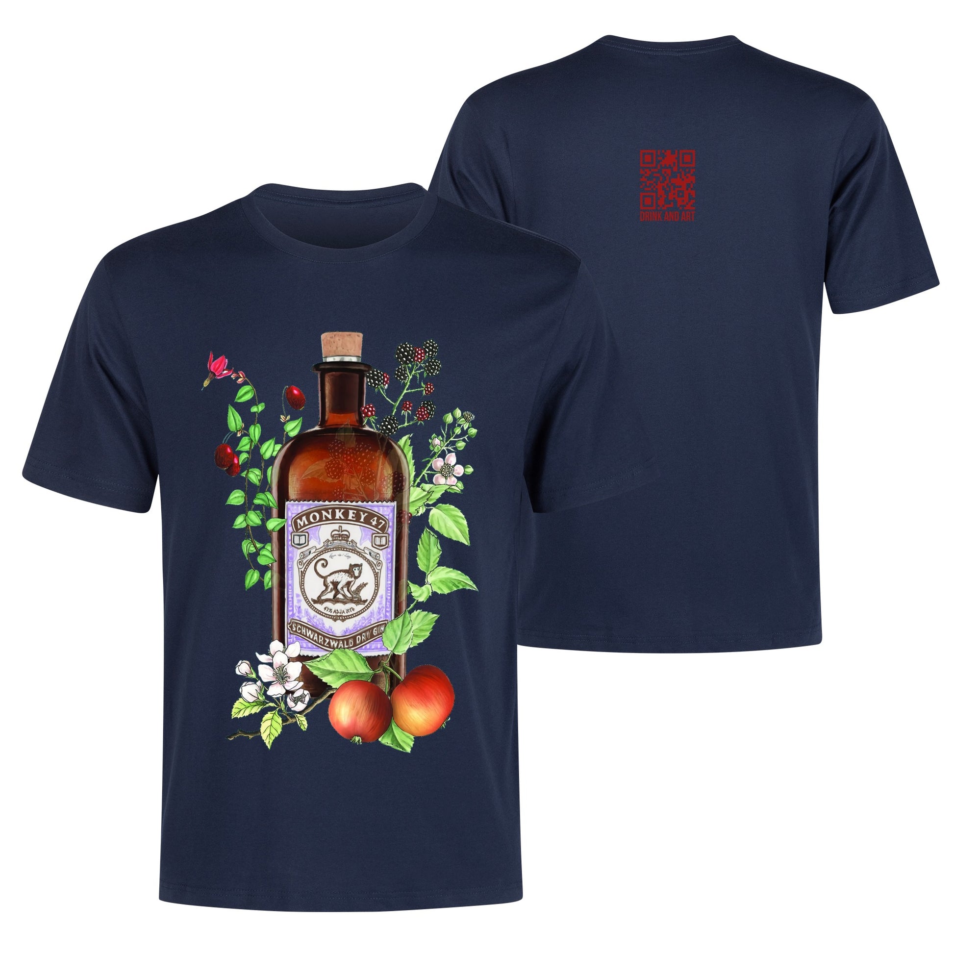 T-Shirt Gin Monkey 47 floral art DrinkandArt