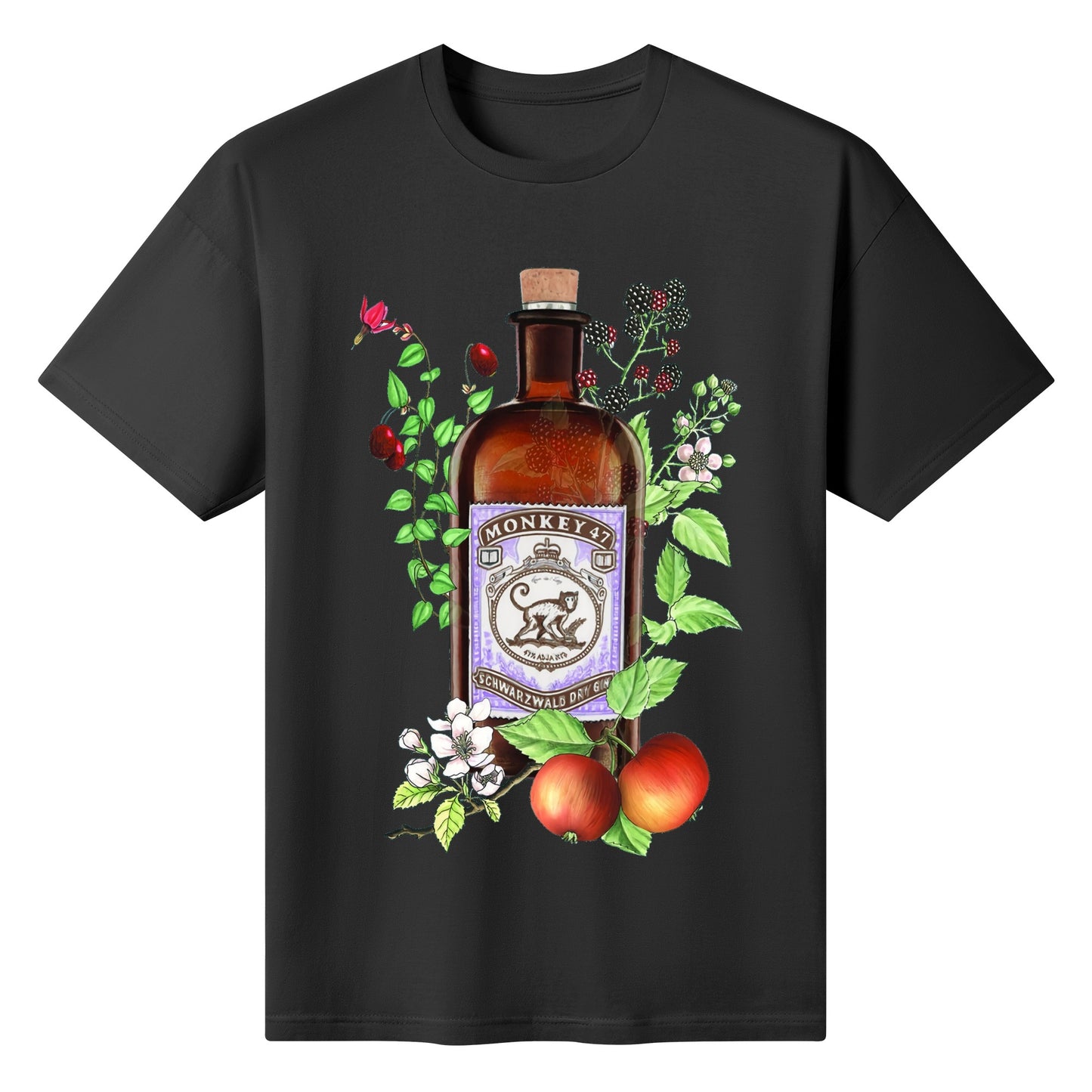 T-Shirt Gin Monkey 47 floral art DrinkandArt