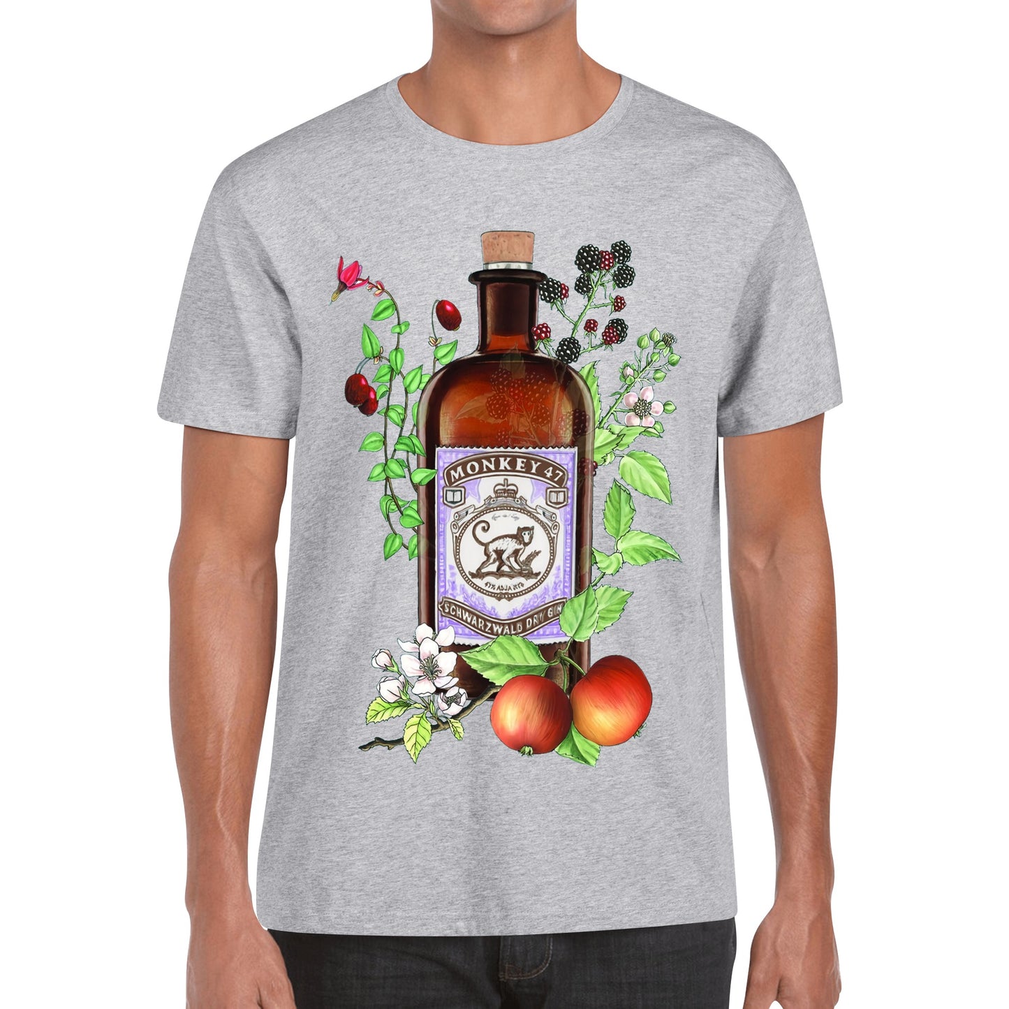 T-Shirt Gin Monkey 47 floral art DrinkandArt