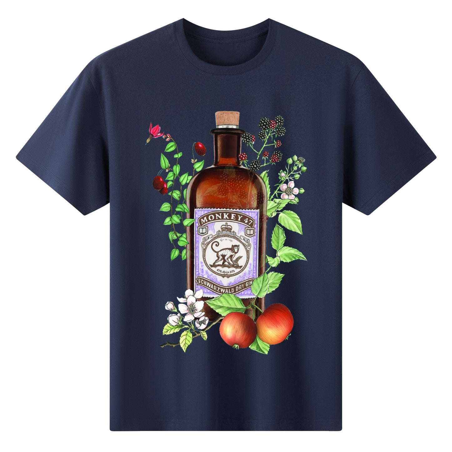 T-Shirt Gin Monkey 47 floral art DrinkandArt