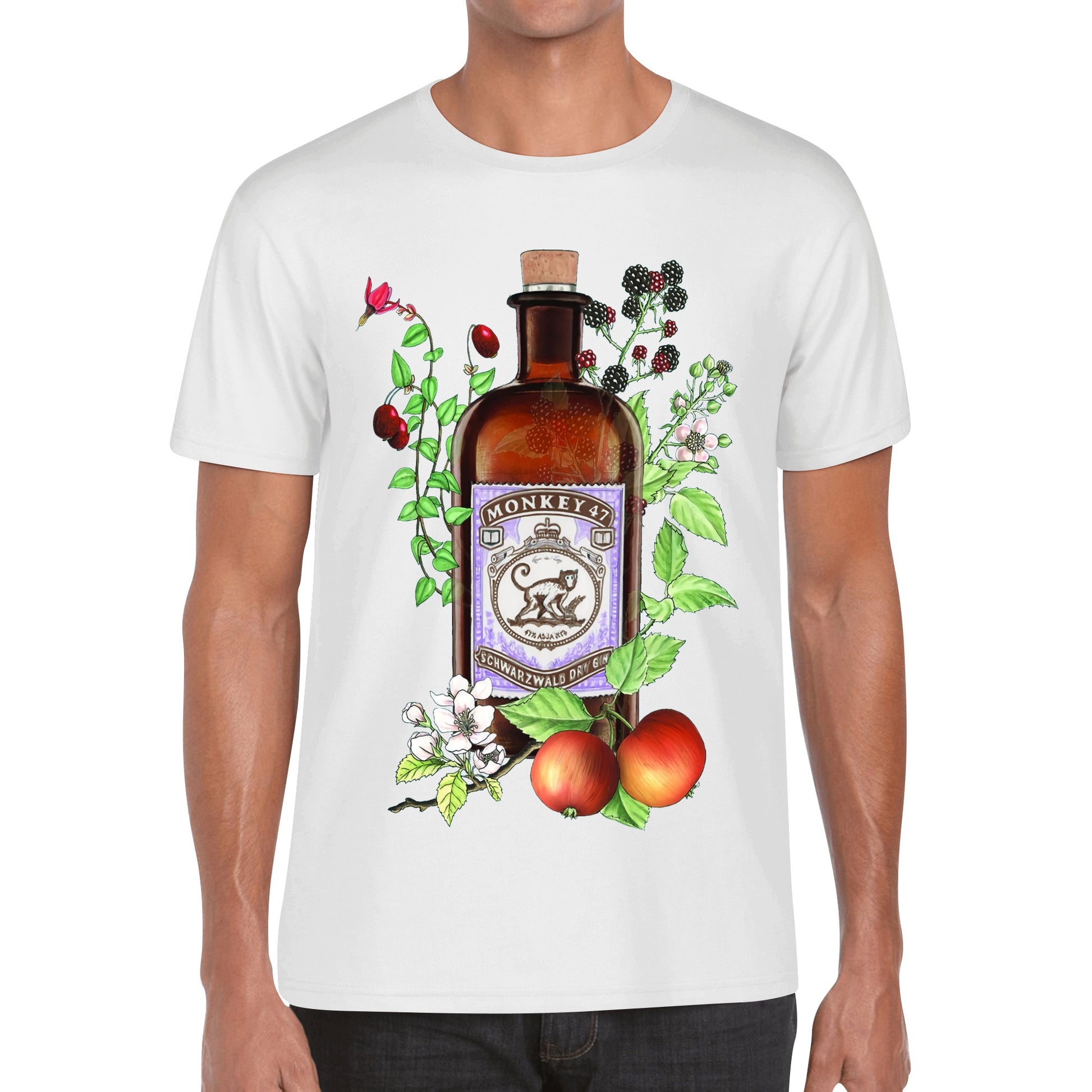 T-Shirt Gin Monkey 47 floral art DrinkandArt