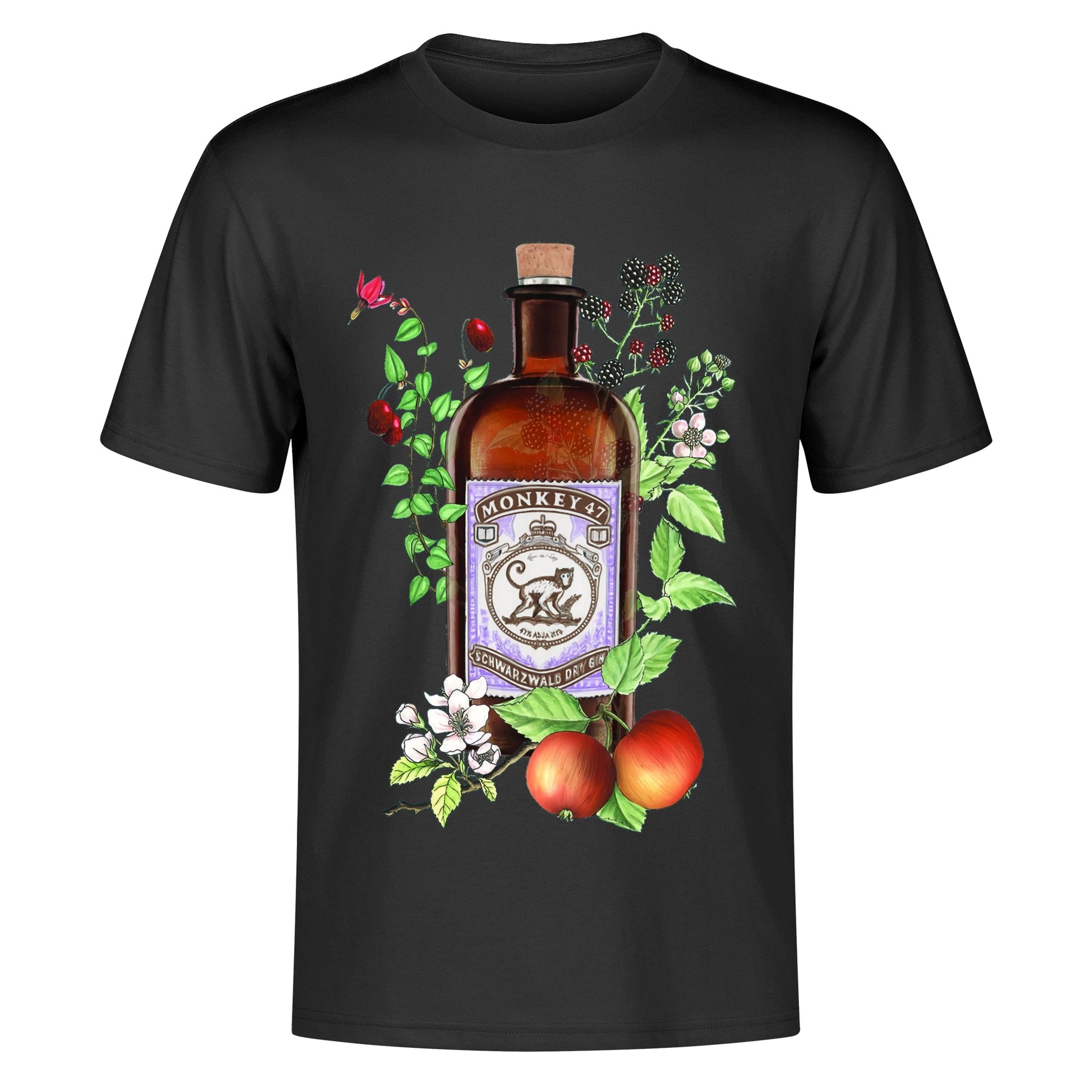 T-Shirt Gin Monkey 47 floral art DrinkandArt