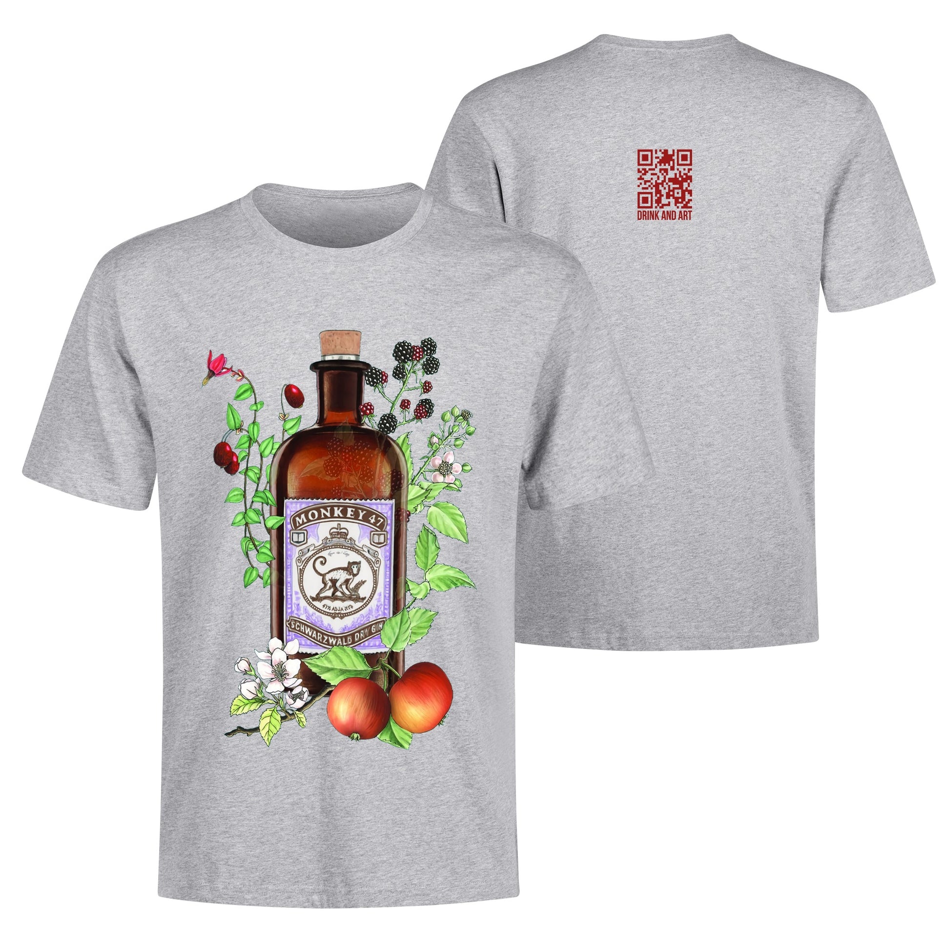 T-Shirt Gin Monkey 47 floral art DrinkandArt