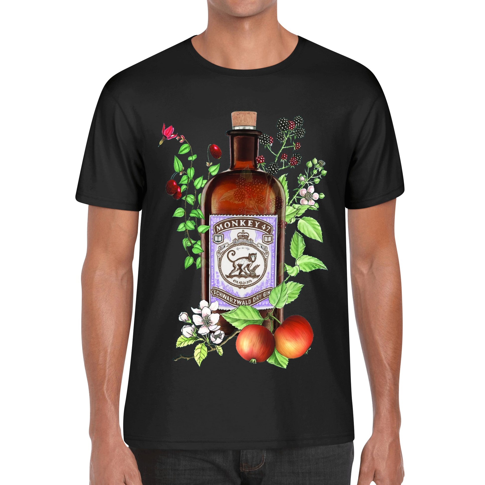 T-Shirt Gin Monkey 47 floral art DrinkandArt