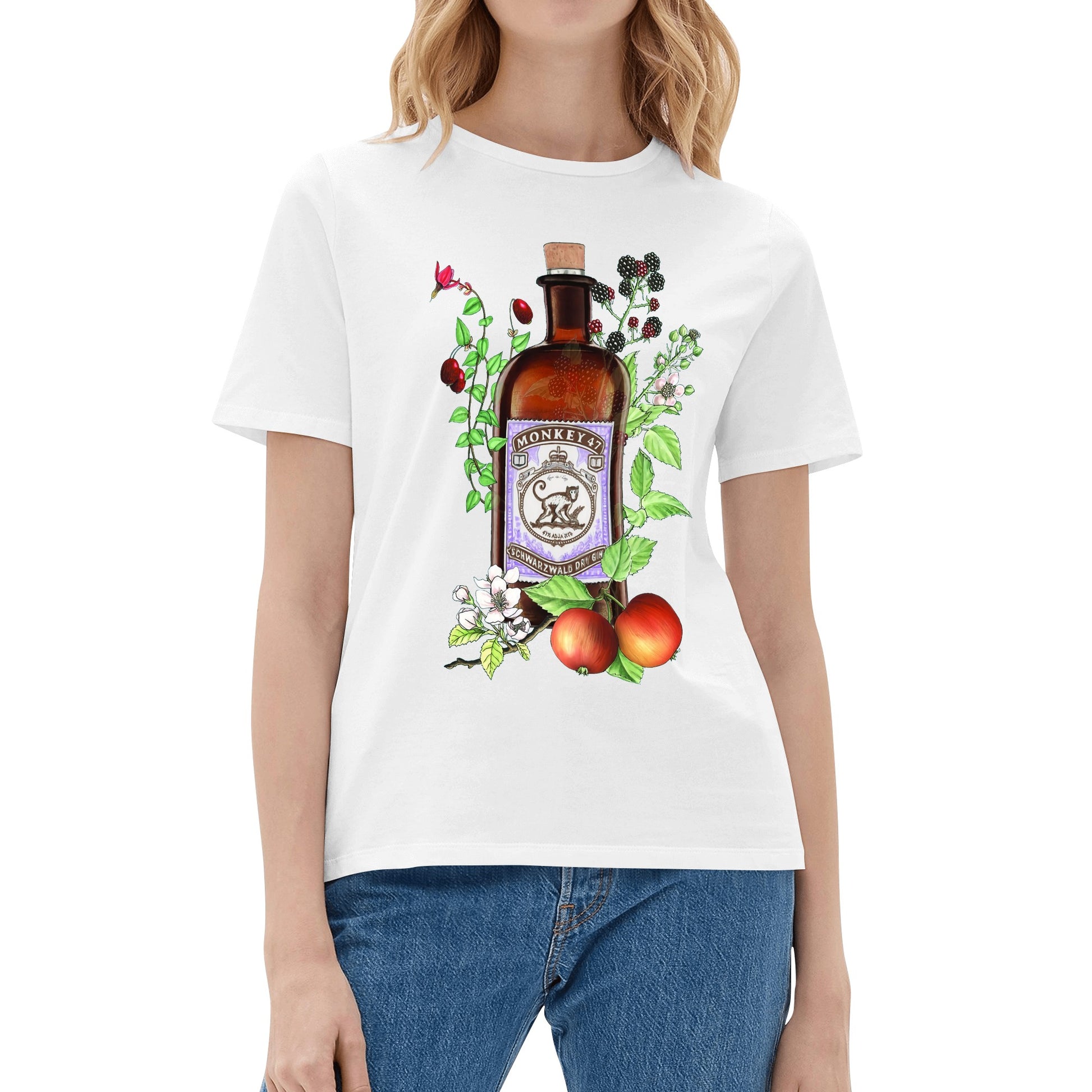 T-Shirt Gin Monkey 47 floral art DrinkandArt