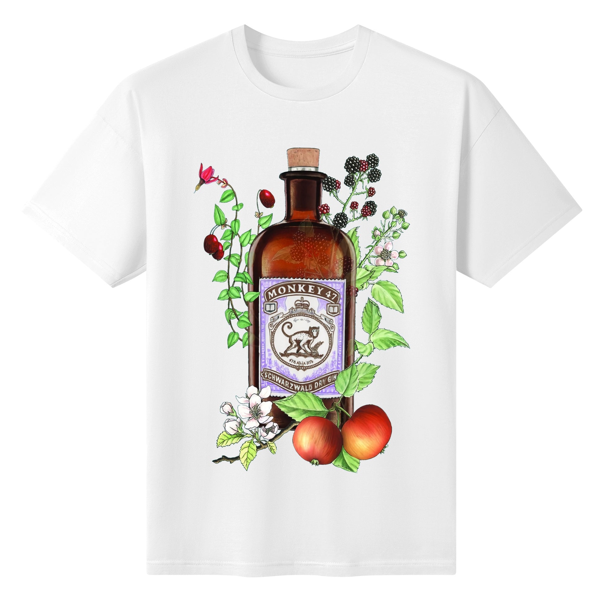 T-Shirt Gin Monkey 47 floral art DrinkandArt