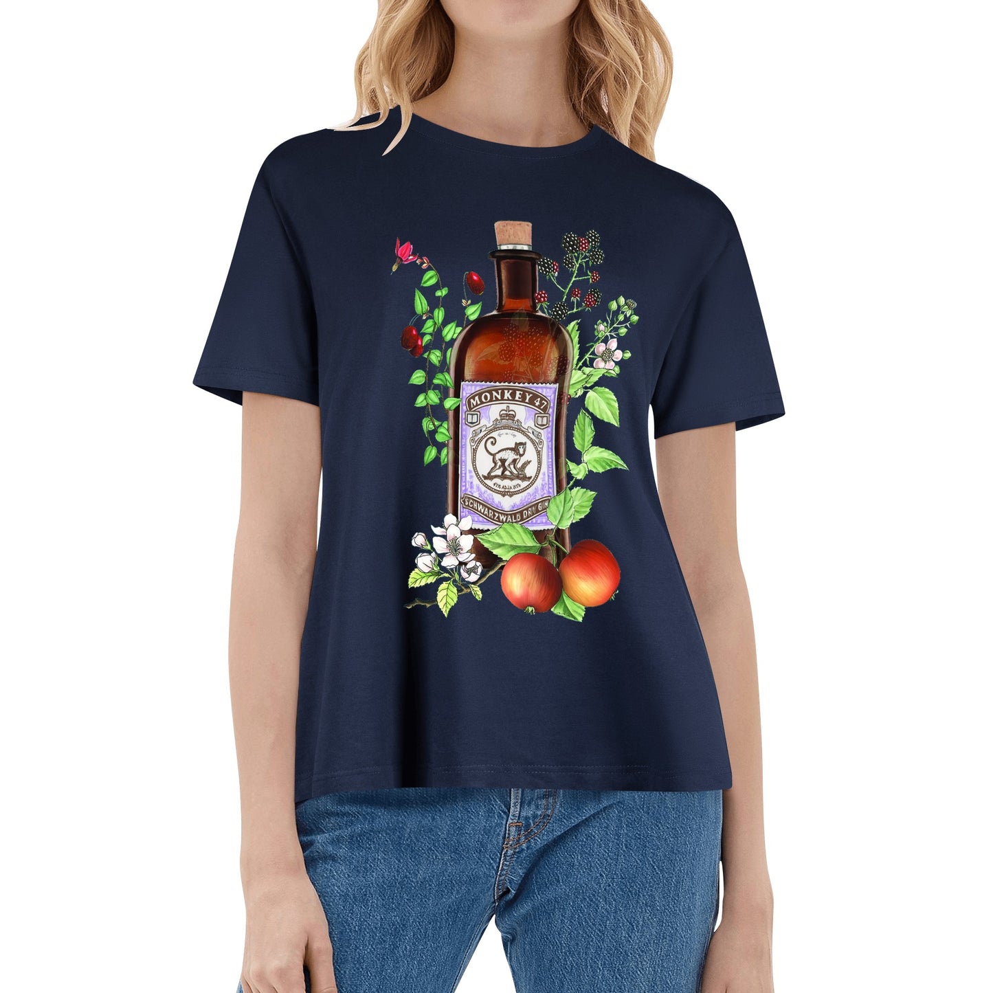 T-Shirt Gin Monkey 47 floral art DrinkandArt