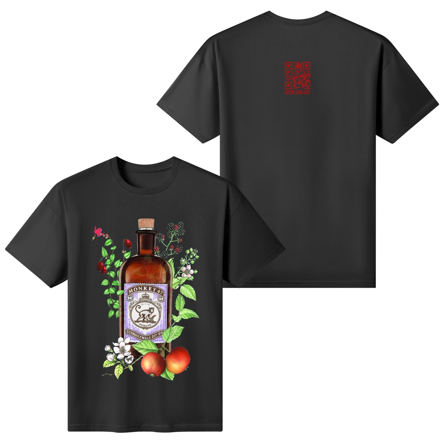 T-Shirt Gin Monkey 47 floral art DrinkandArt