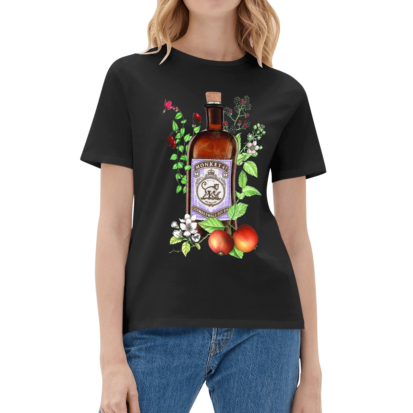 T-Shirt Gin Monkey 47 floral art DrinkandArt