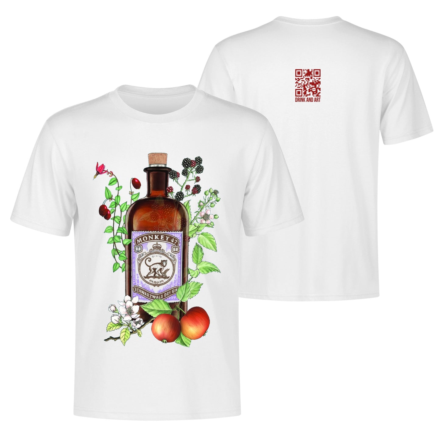 T-Shirt Gin Monkey 47 floral art DrinkandArt