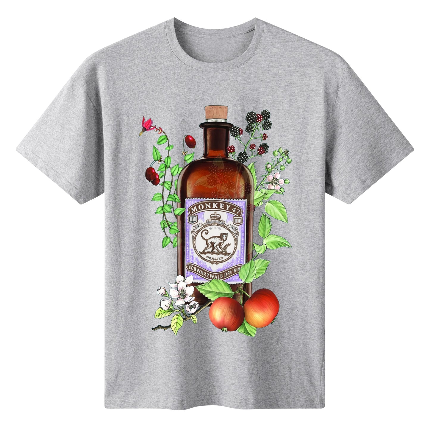 T-Shirt Gin Monkey 47 floral art DrinkandArt