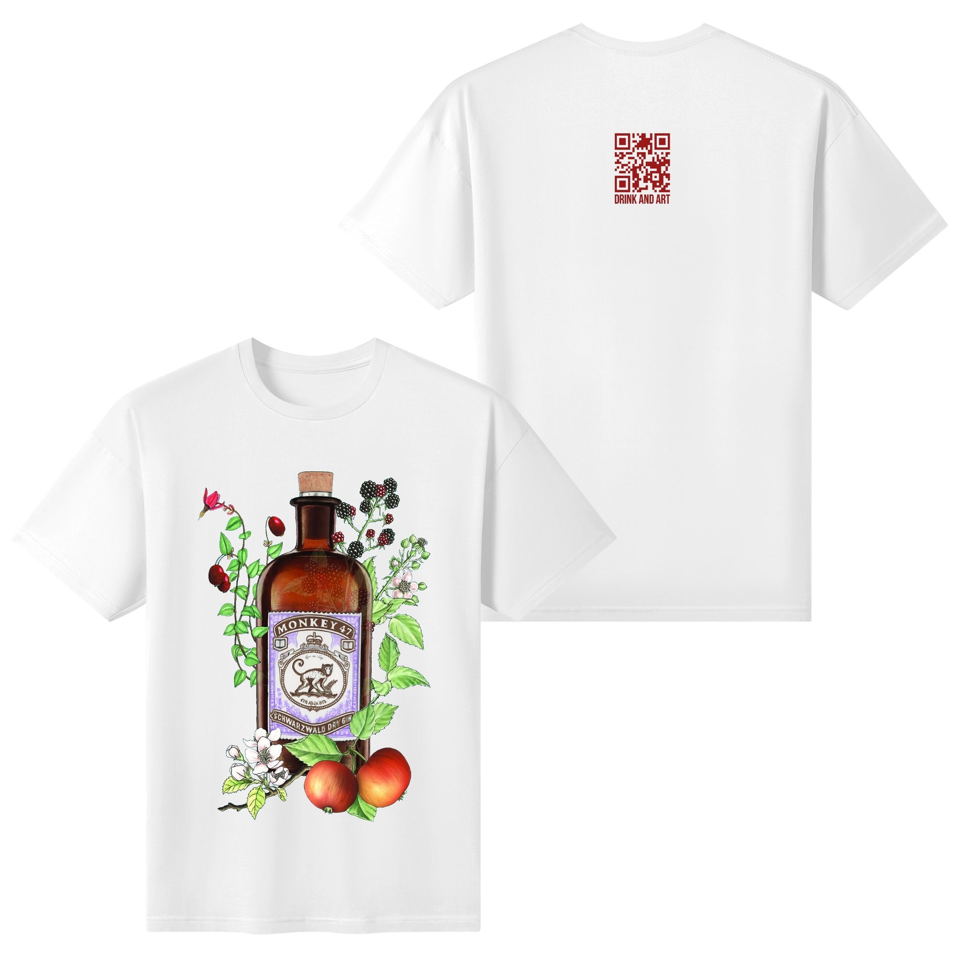 T-Shirt Gin Monkey 47 floral art DrinkandArt