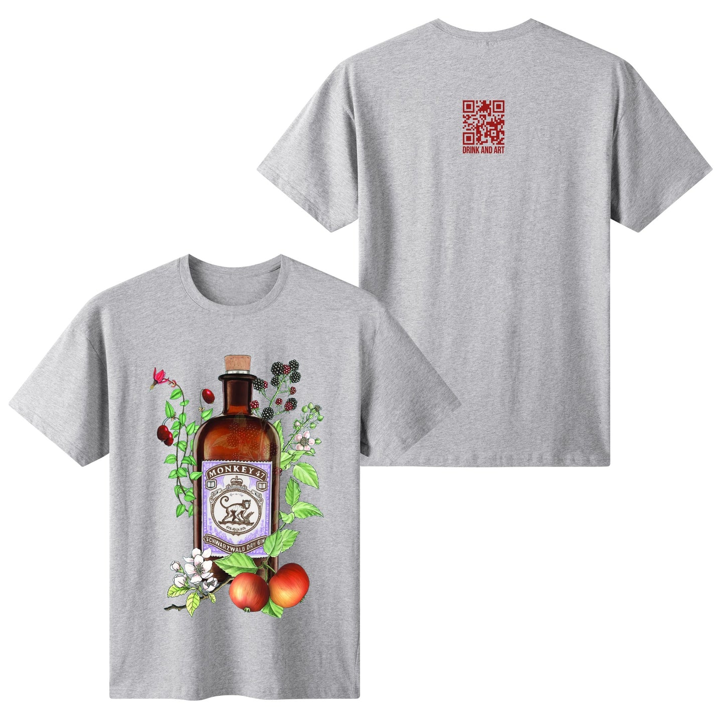 T-Shirt Gin Monkey 47 floral art DrinkandArt