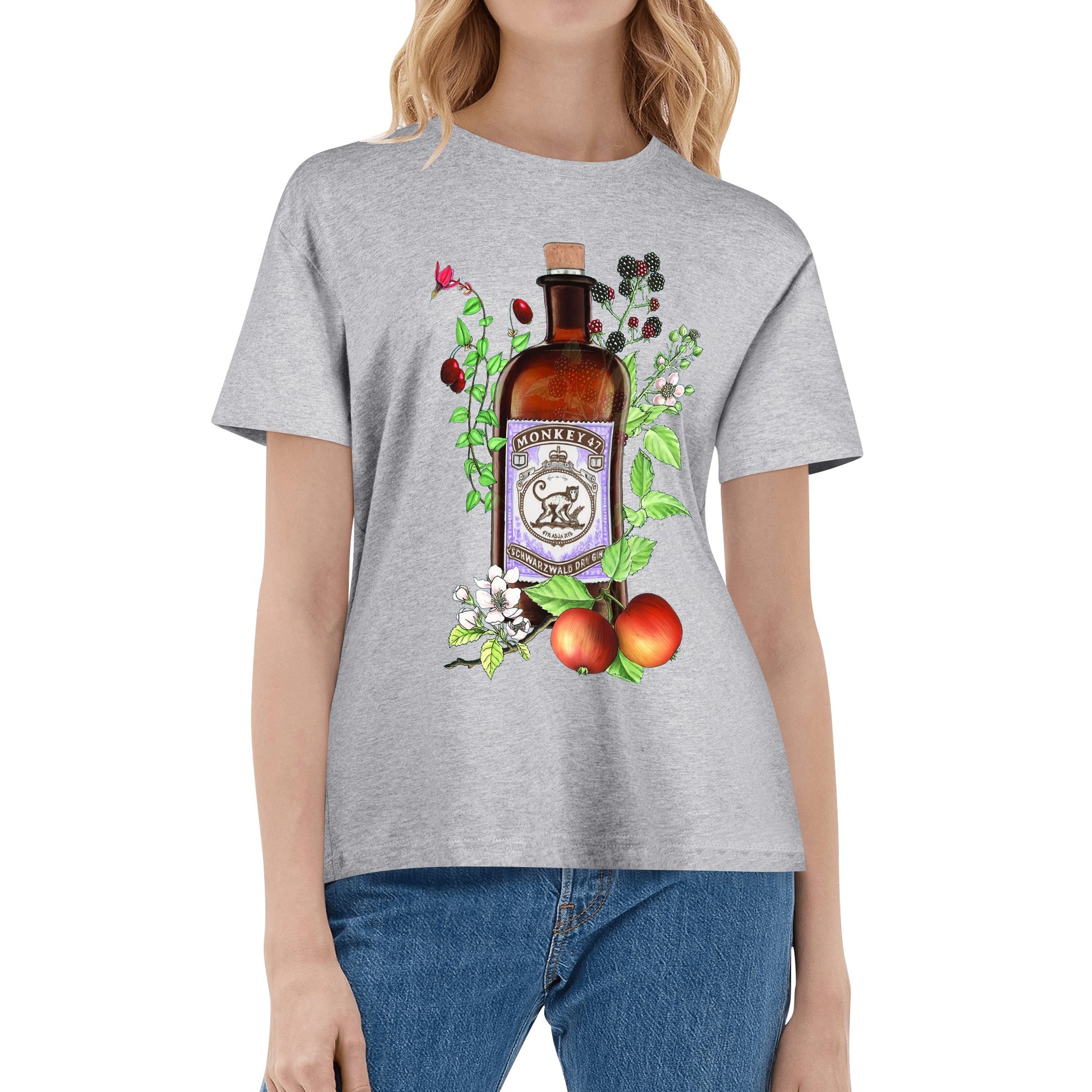 T-Shirt Gin Monkey 47 floral art DrinkandArt