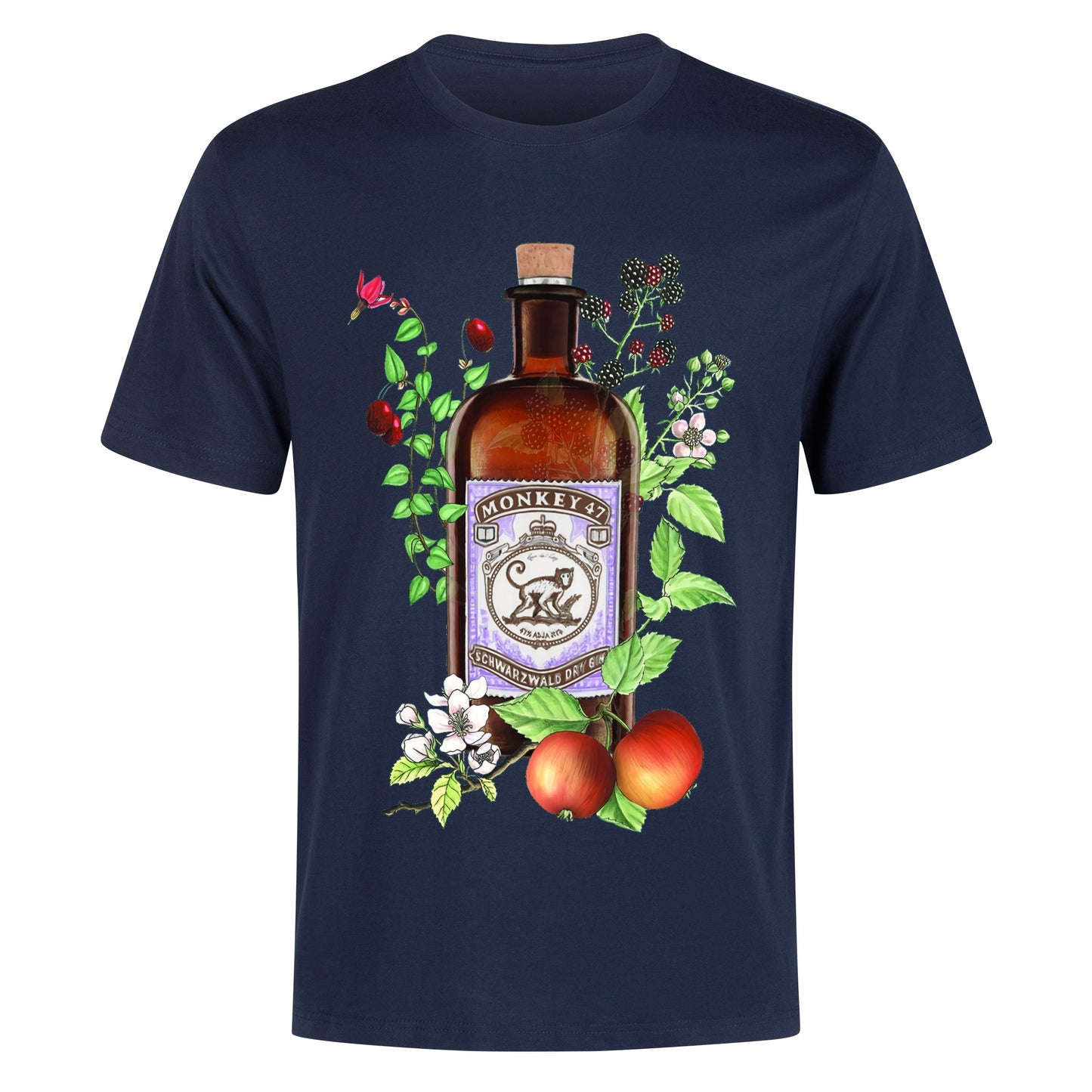 T-Shirt Gin Monkey 47 floral art DrinkandArt