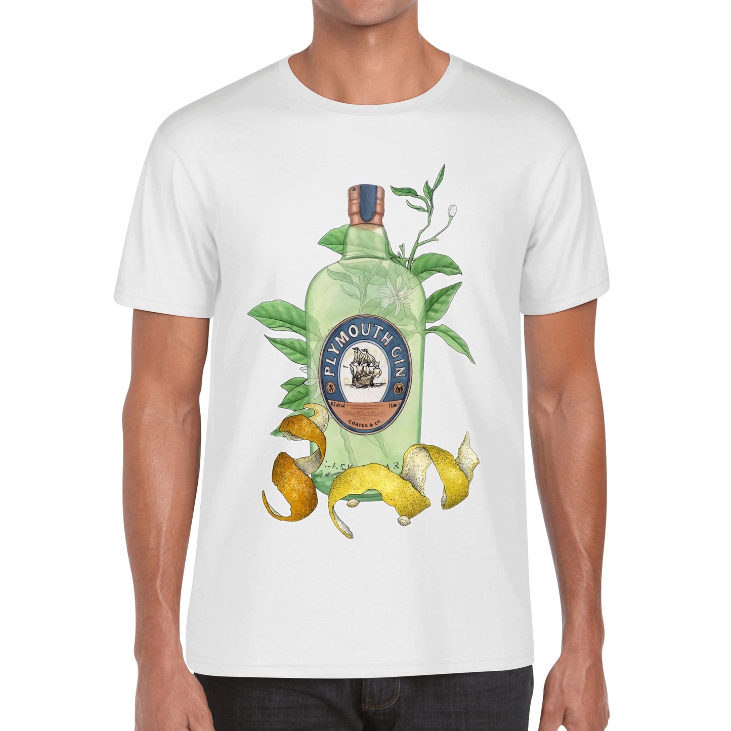 T-Shirt Gin Plymouth floral art DrinkandArt