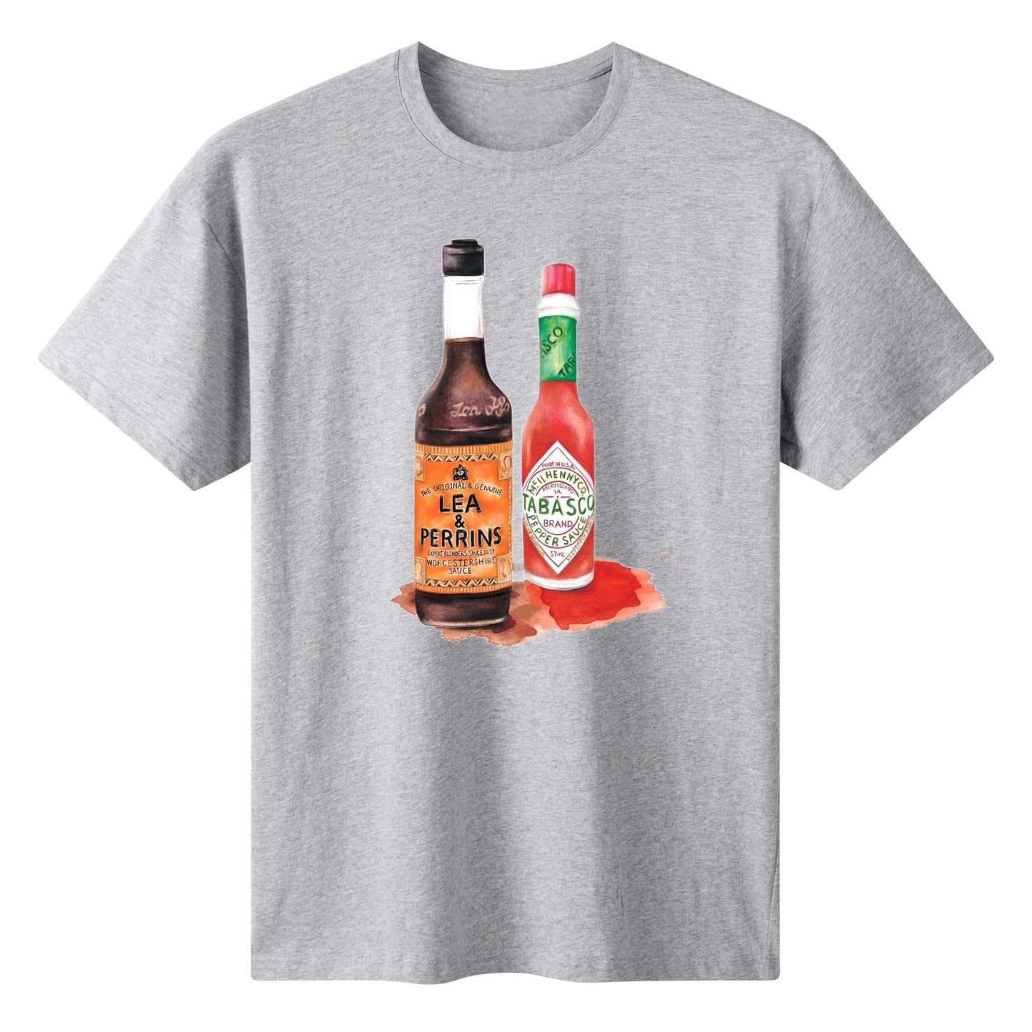 T-Shirt Lea perrins and tabasco watercolor DrinkandArt