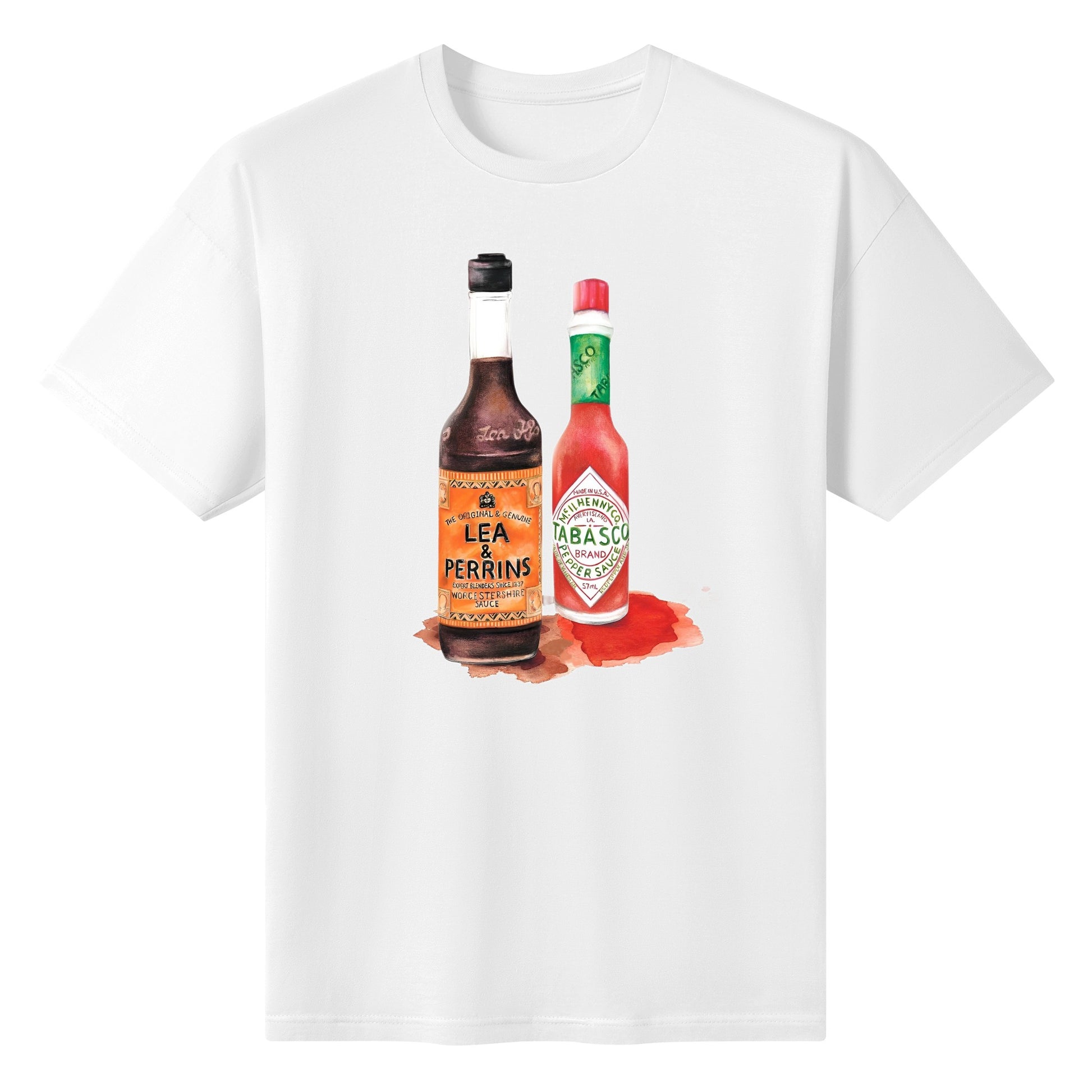 T-Shirt Lea perrins and tabasco watercolor DrinkandArt