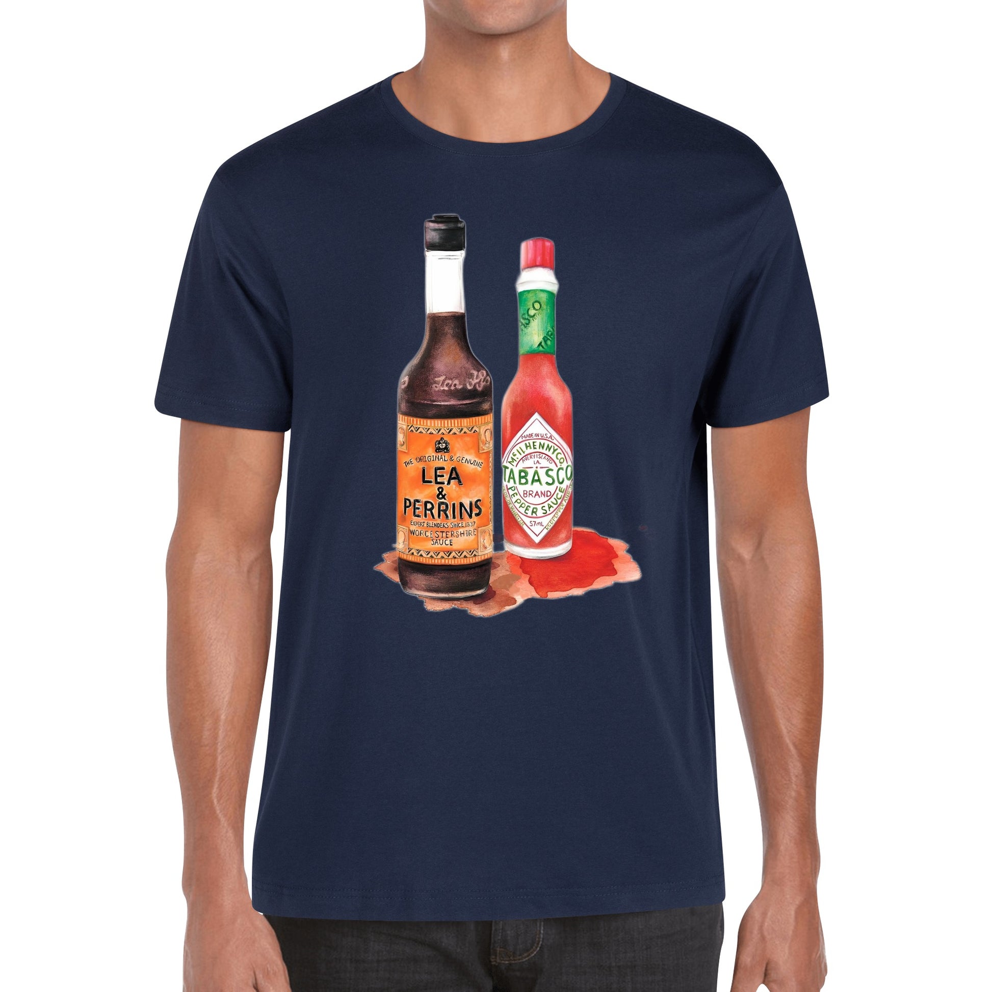 T-Shirt Lea perrins and tabasco watercolor DrinkandArt