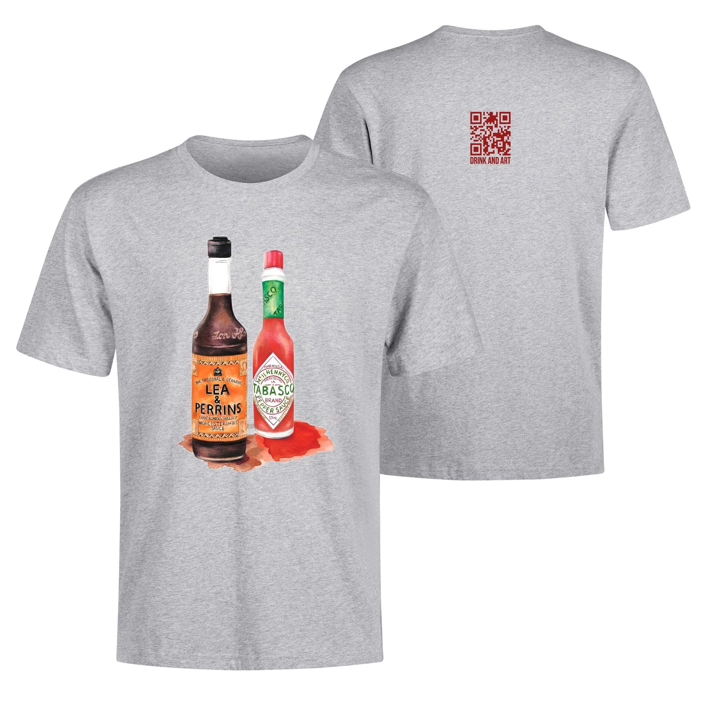 T-Shirt Lea perrins and tabasco watercolor DrinkandArt