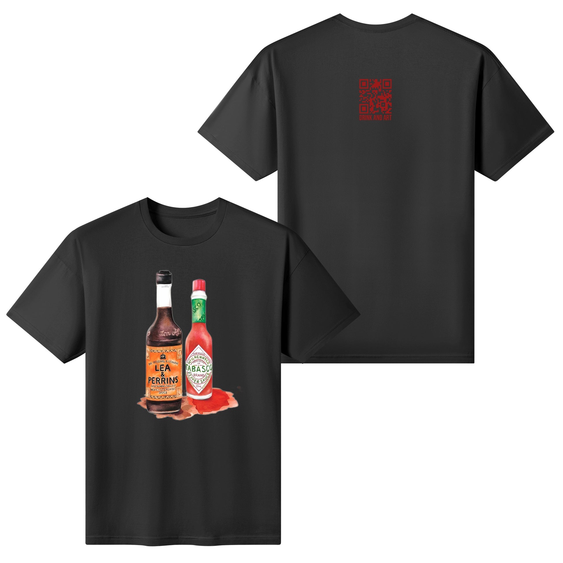 T-Shirt Lea perrins and tabasco watercolor DrinkandArt